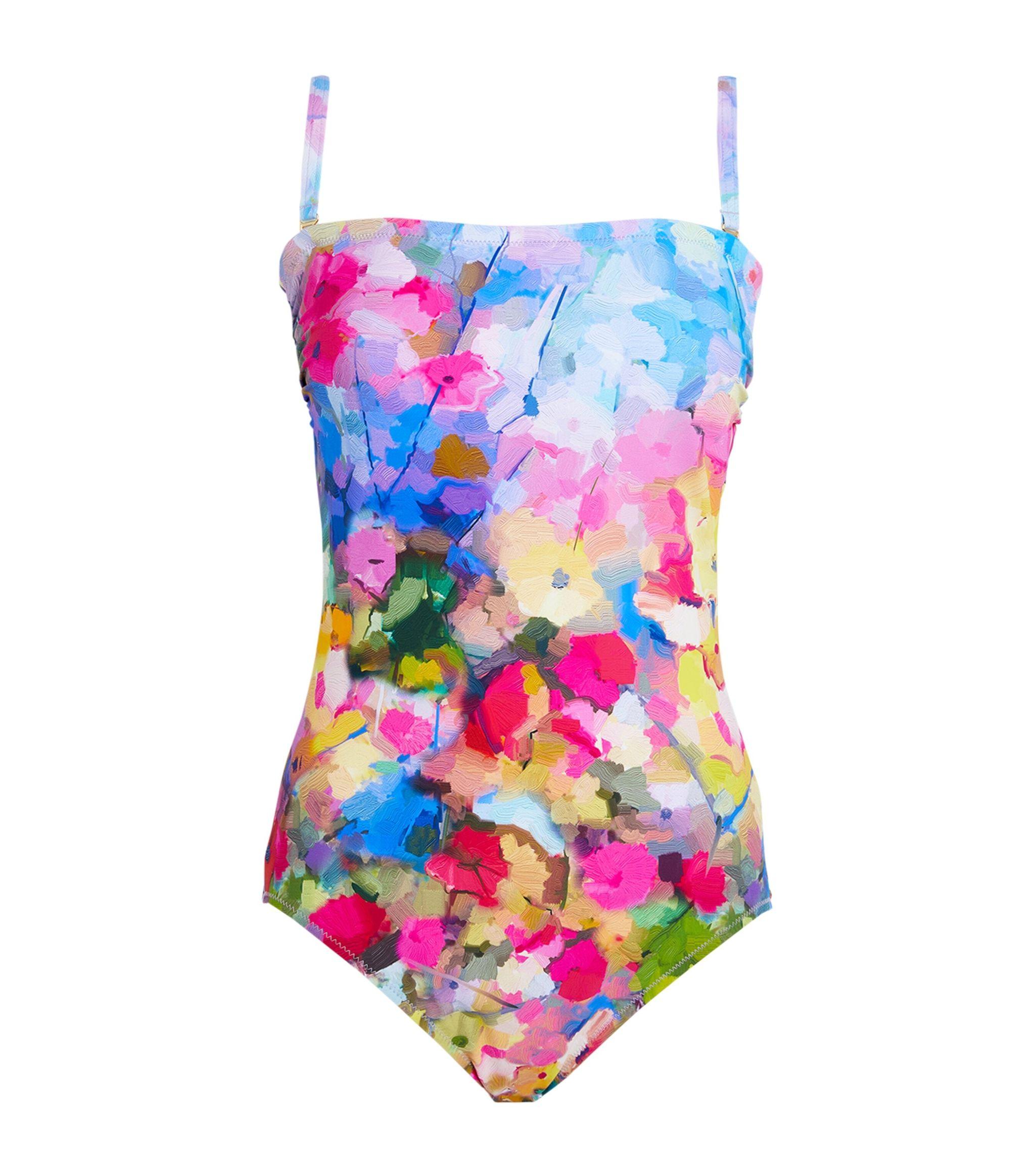 Gottex Synthetic Floral Bandeau Swimsuit in Pink | Lyst