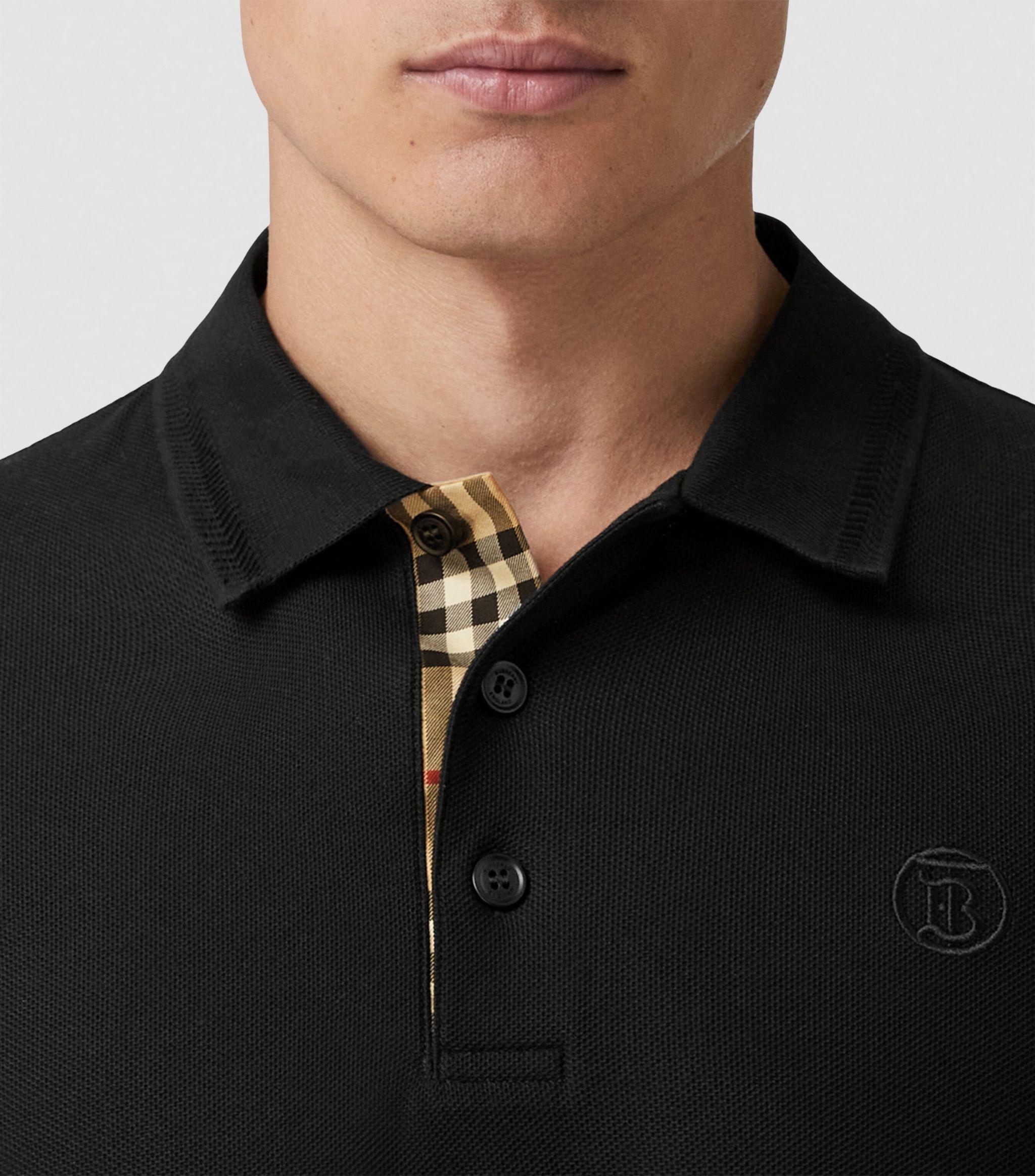 Burberry Long-Sleeved Monogram Polo Shirt Brown White Black