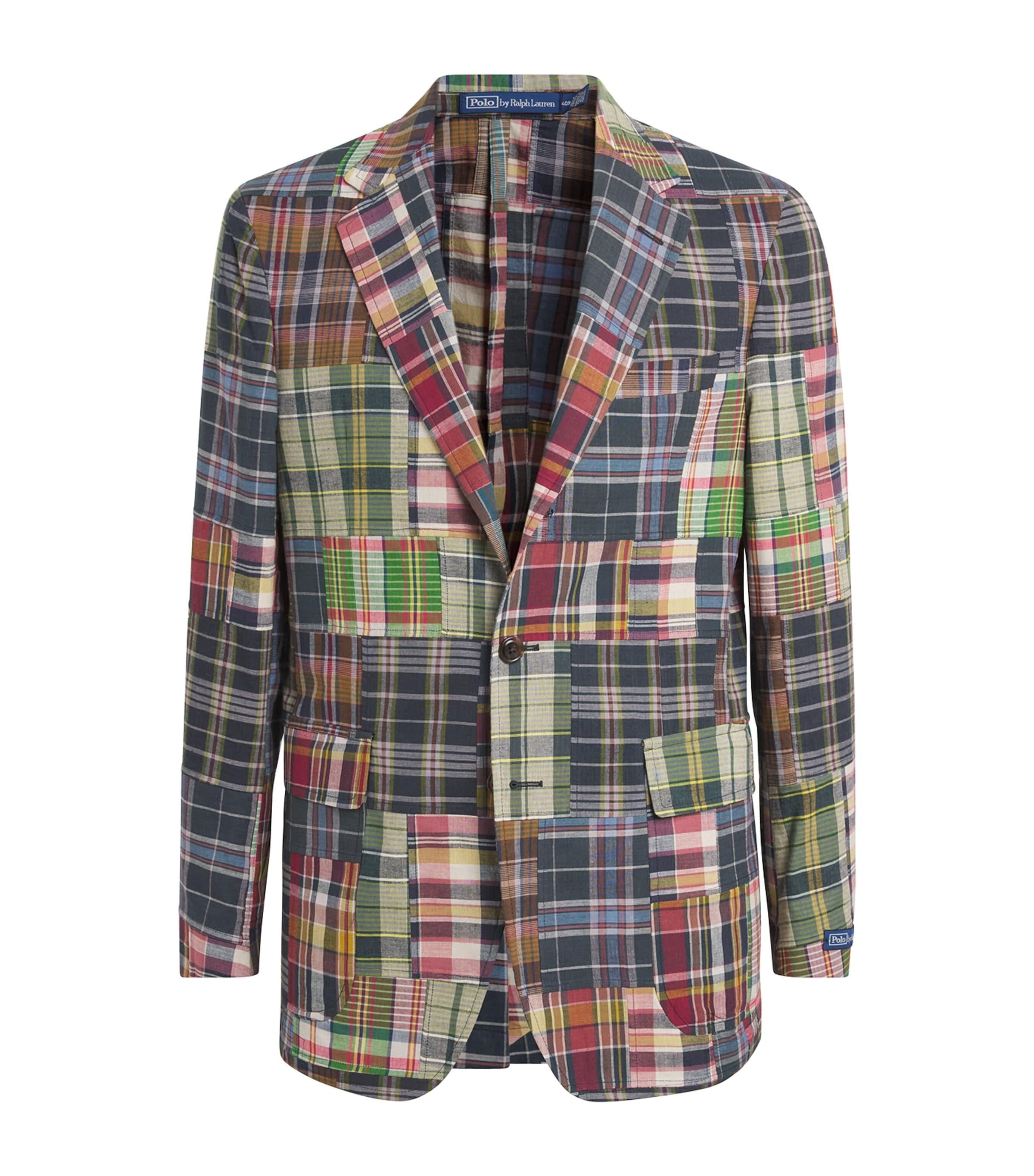 Polo Ralph Lauren Cotton Madras Patchwork Blazer in Grey for Men