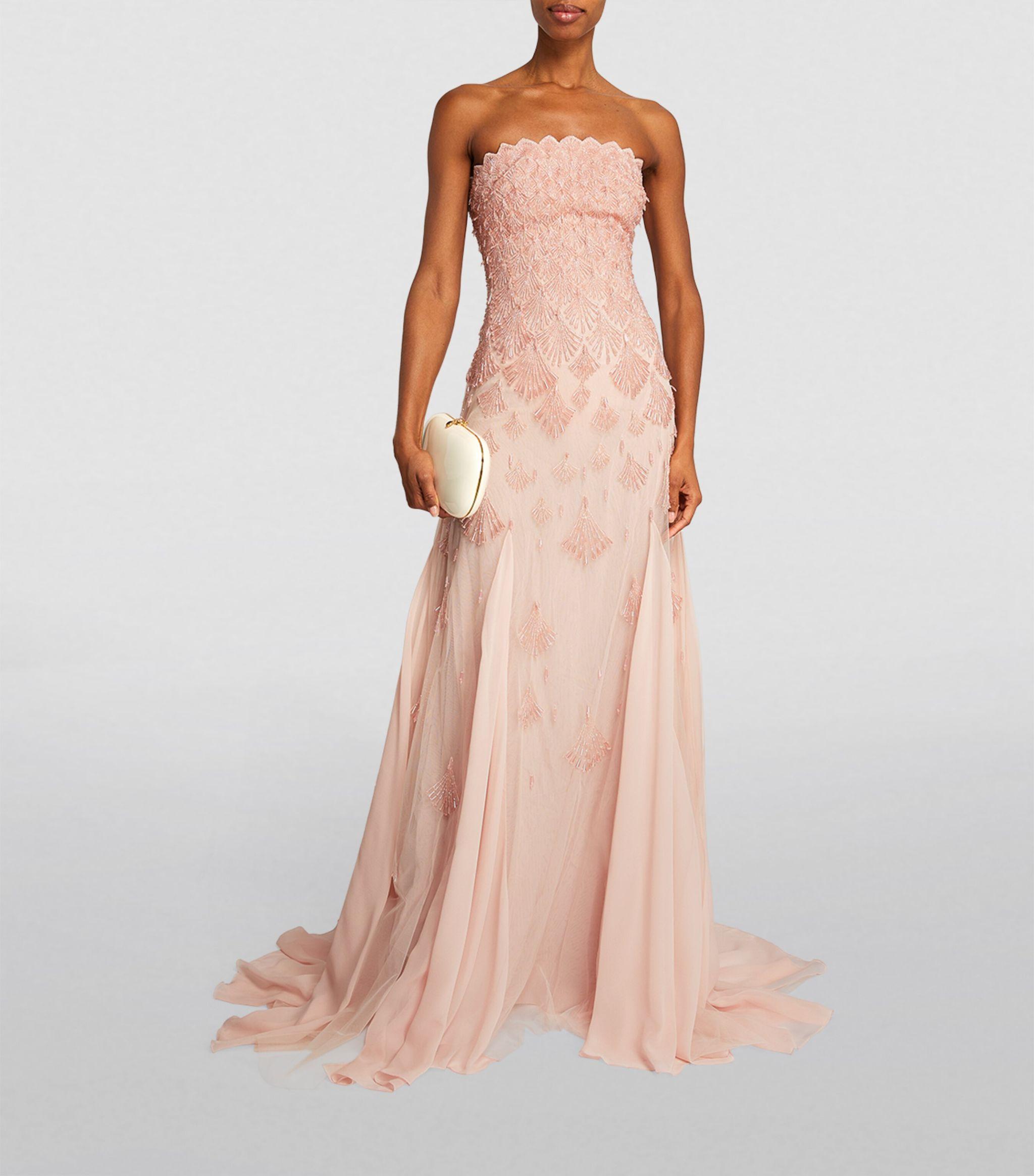Georges Hobeika Strapless Embellished Gown in Pink | Lyst