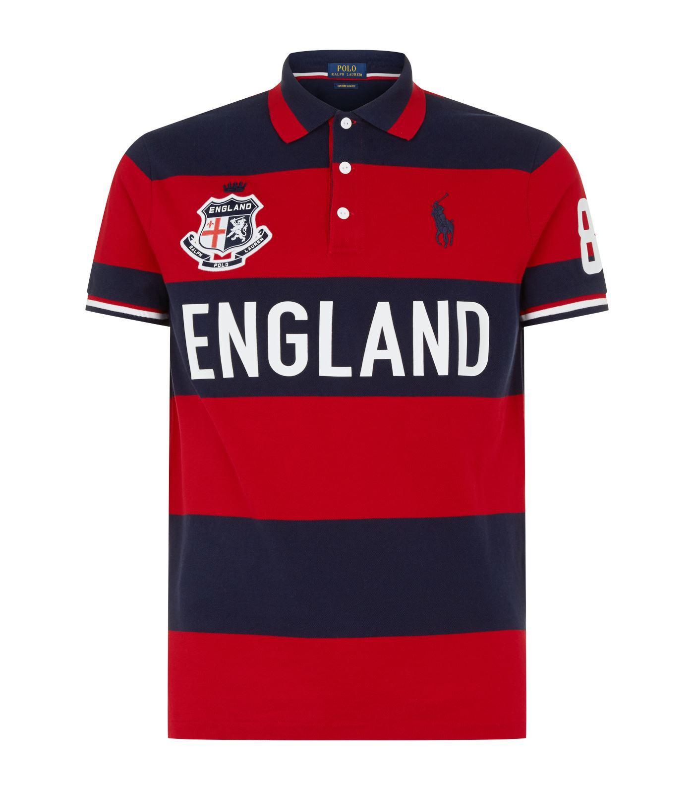 Polo Ralph Lauren Striped England Polo Shirt in Red for Men | Lyst