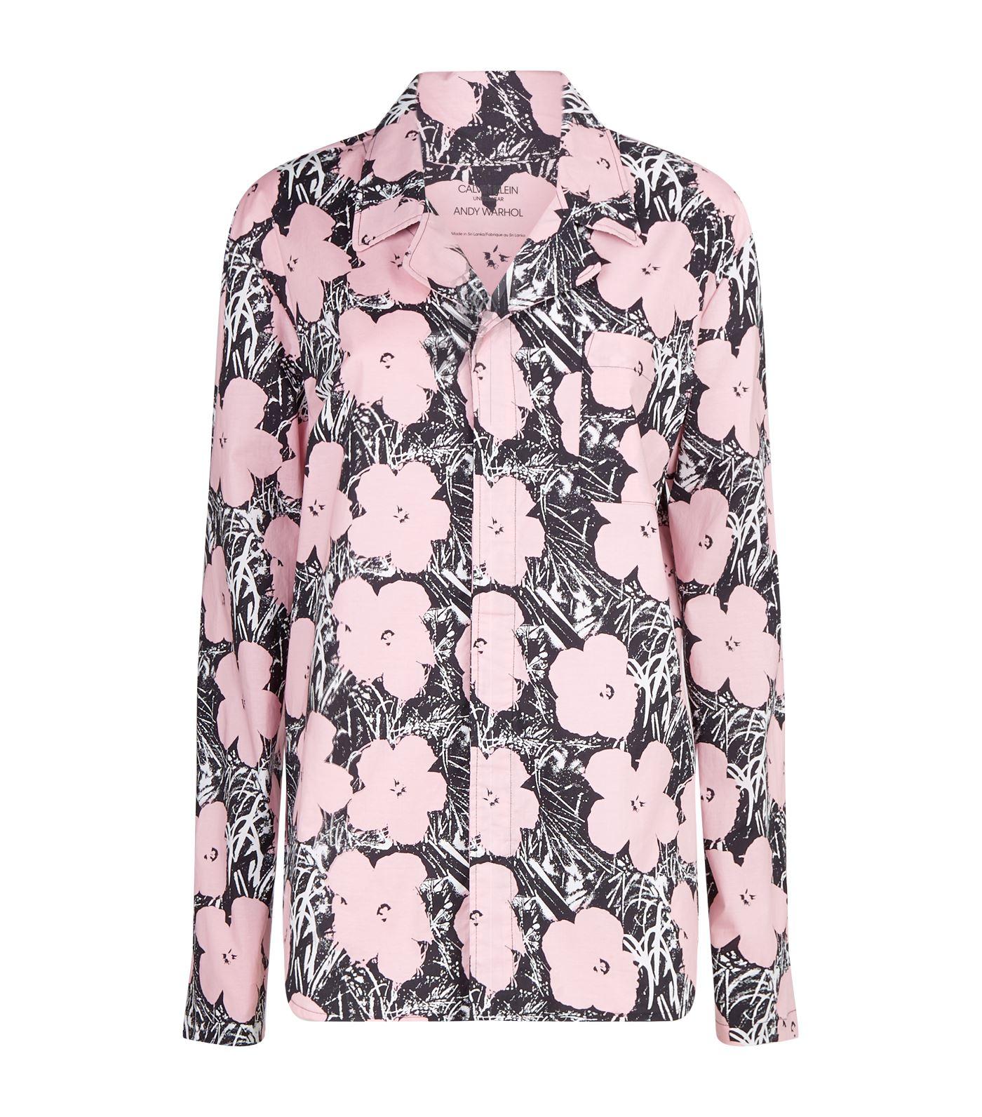 Calvin Klein Cotton Andy Warhol Floral Print Pyjama Top - Pink - Lyst