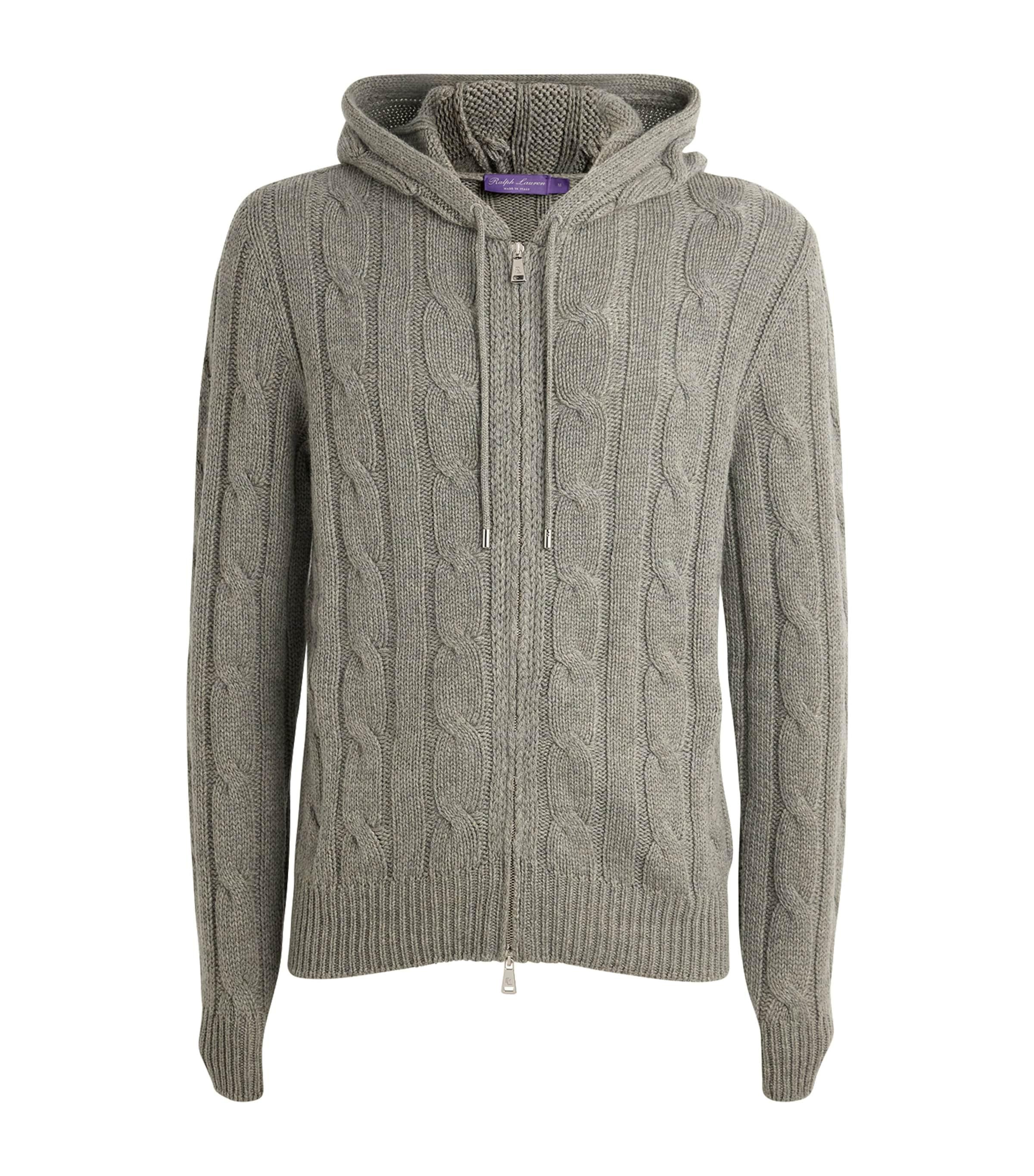 Ralph Lauren Ralph Lauren Label Cashmere Cable Knit Hoodie in Grey for Men Lyst UK