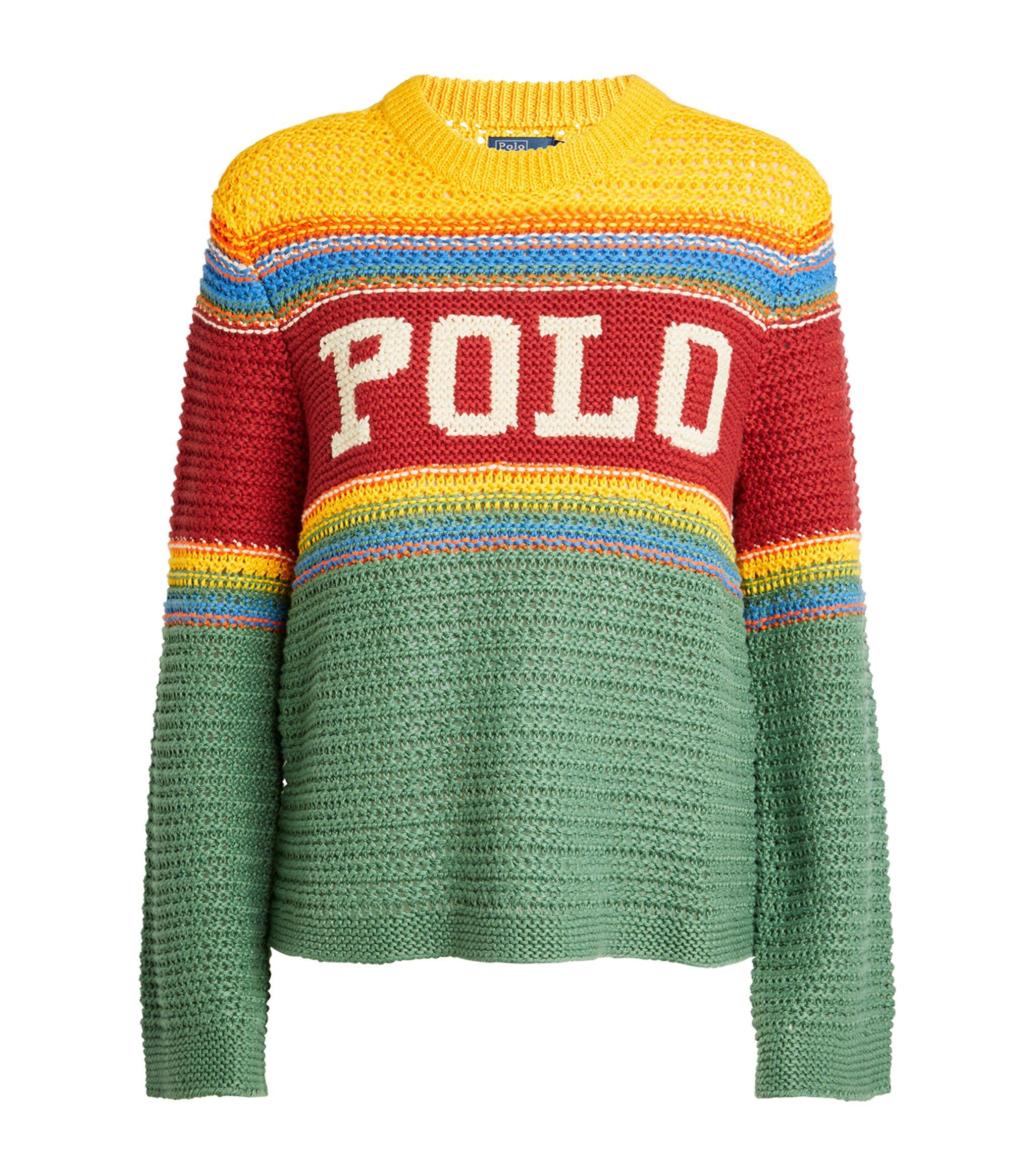 Polo Ralph Lauren Cotton-linen Crochet Sweater in Green