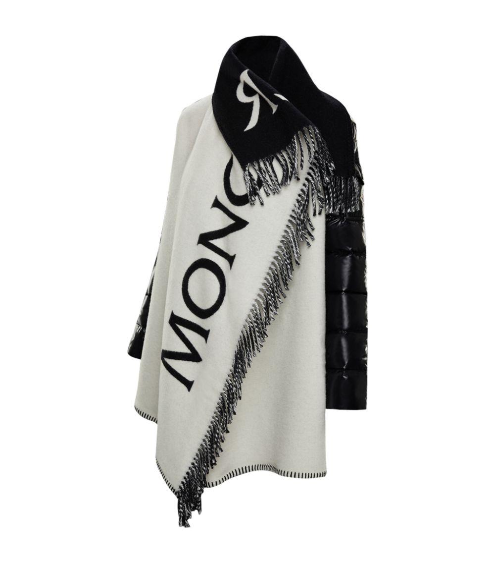 Moncler Wool Jacquard Logo Poncho Coat in White Lyst