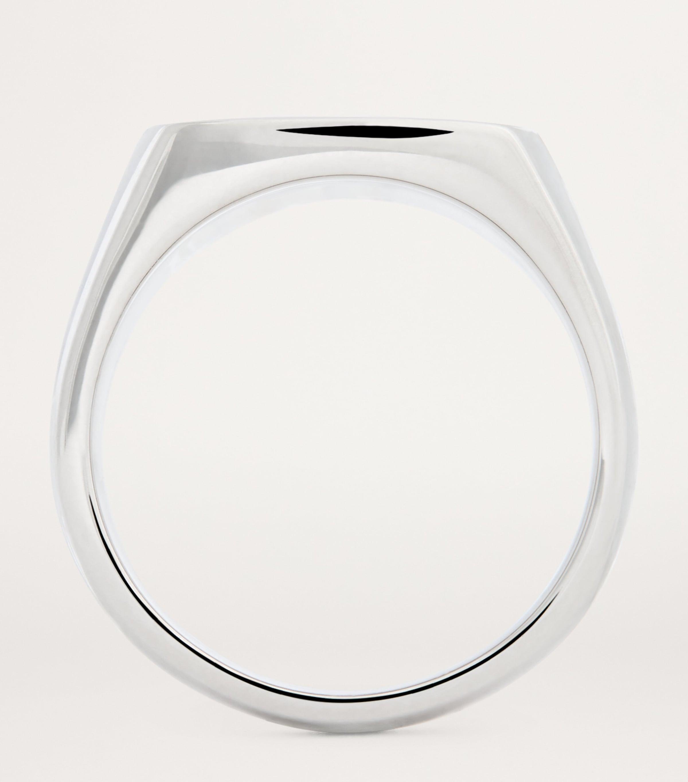 Tom Wood Large Sterling, And Diamond Mined Ring in White for Men 