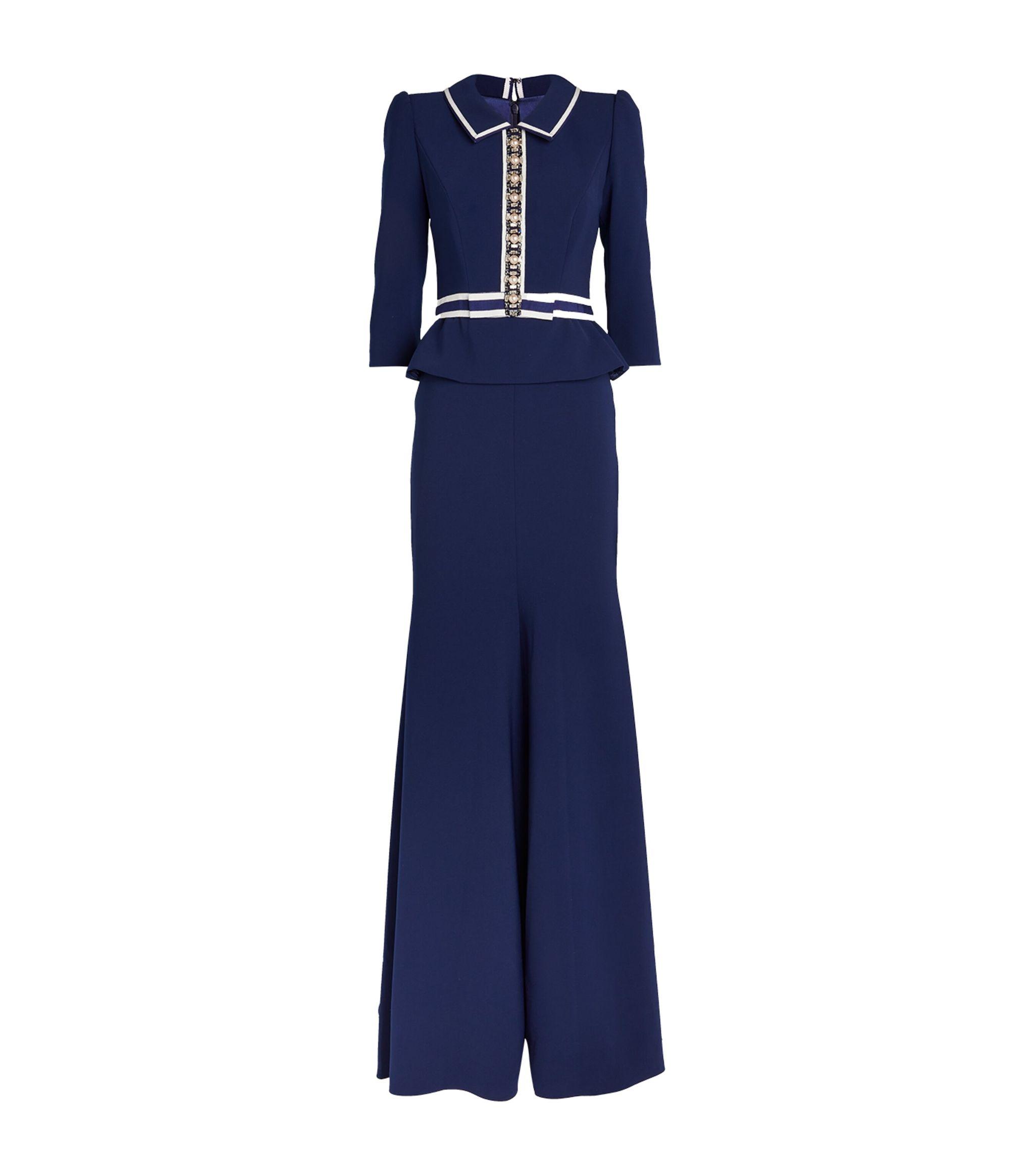 Jenny Packham Collar-detail Greta Gown in Blue | Lyst