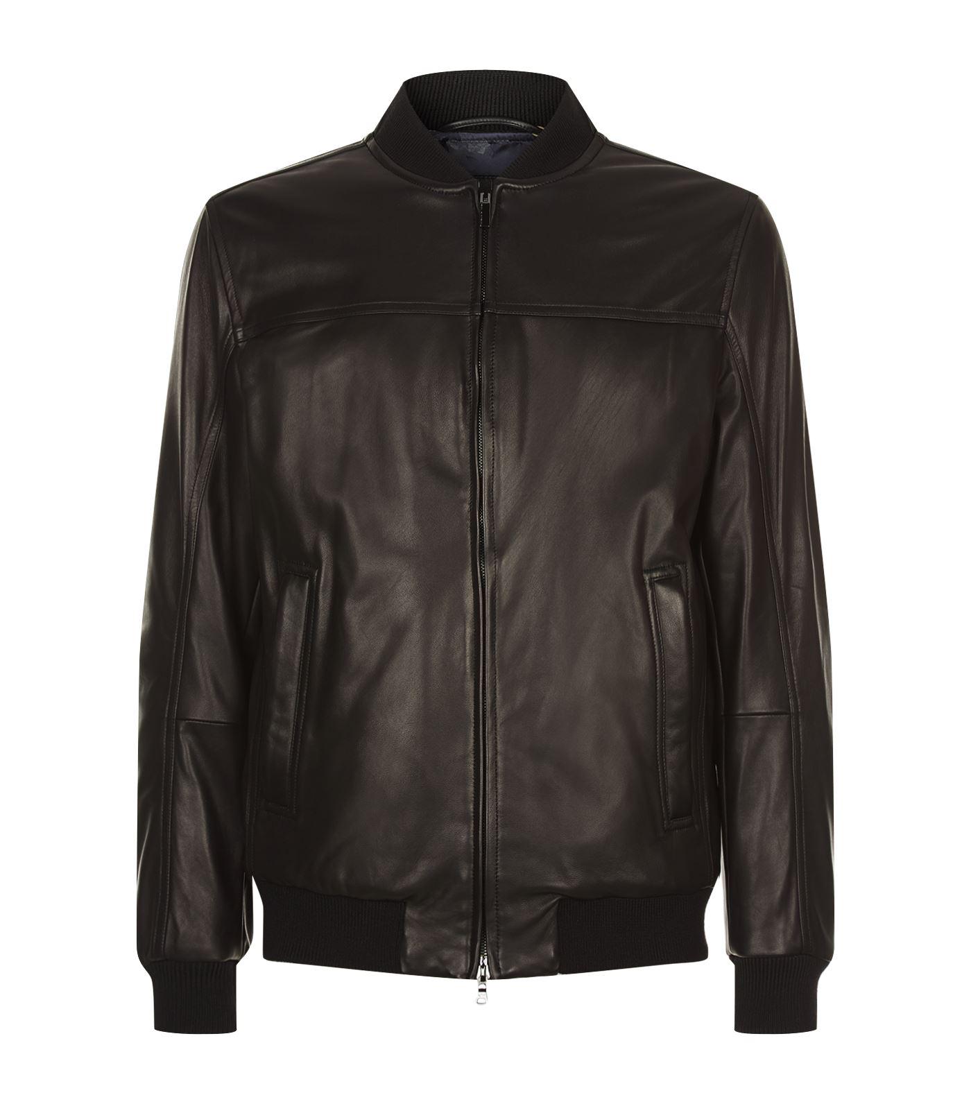 Paul & Shark Leather Bomber Jacket in Black for Men - Lyst