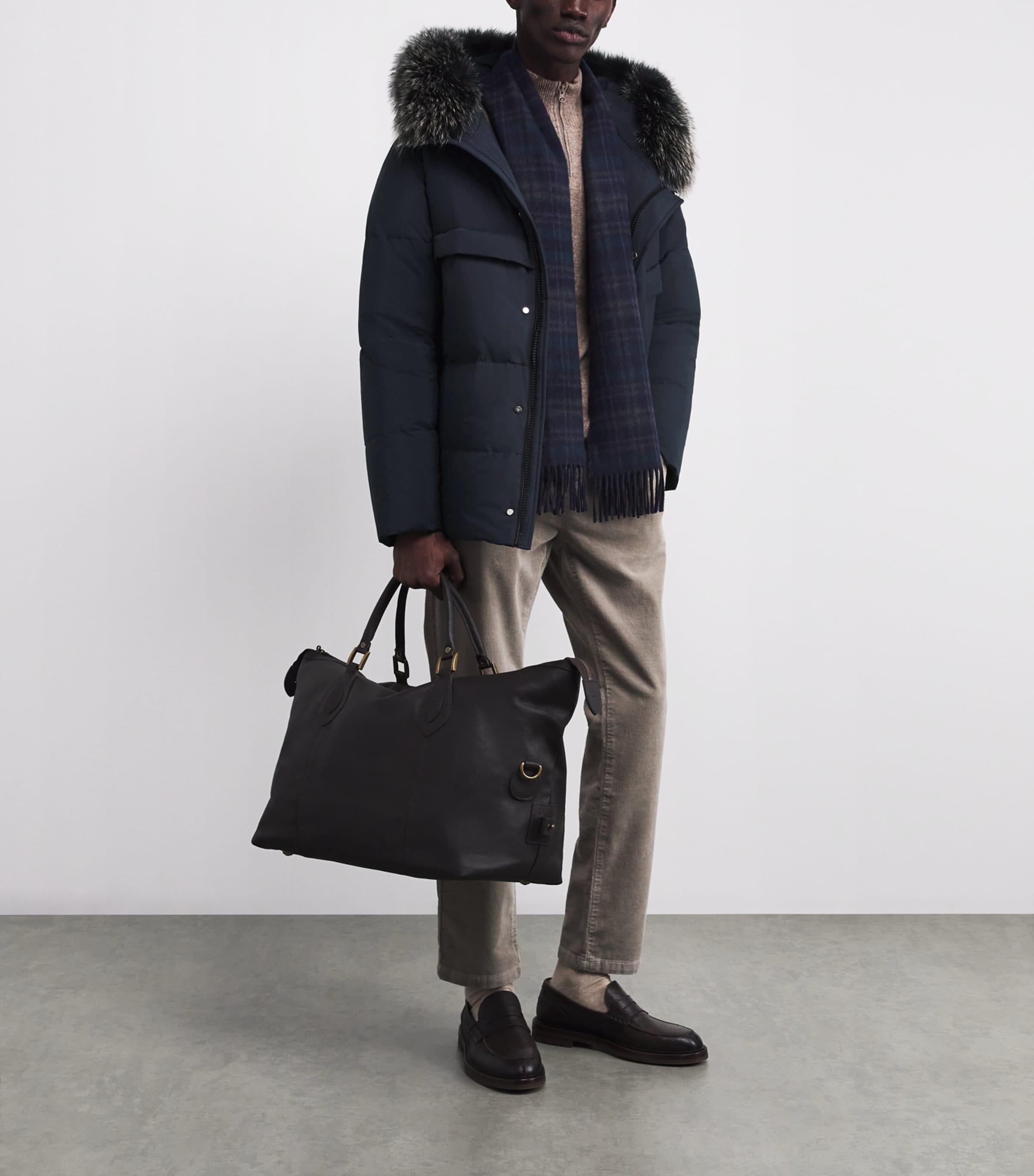 Yves Salomon Down Waterproof Fox Fur-Trim Parka Coat in Blue for 