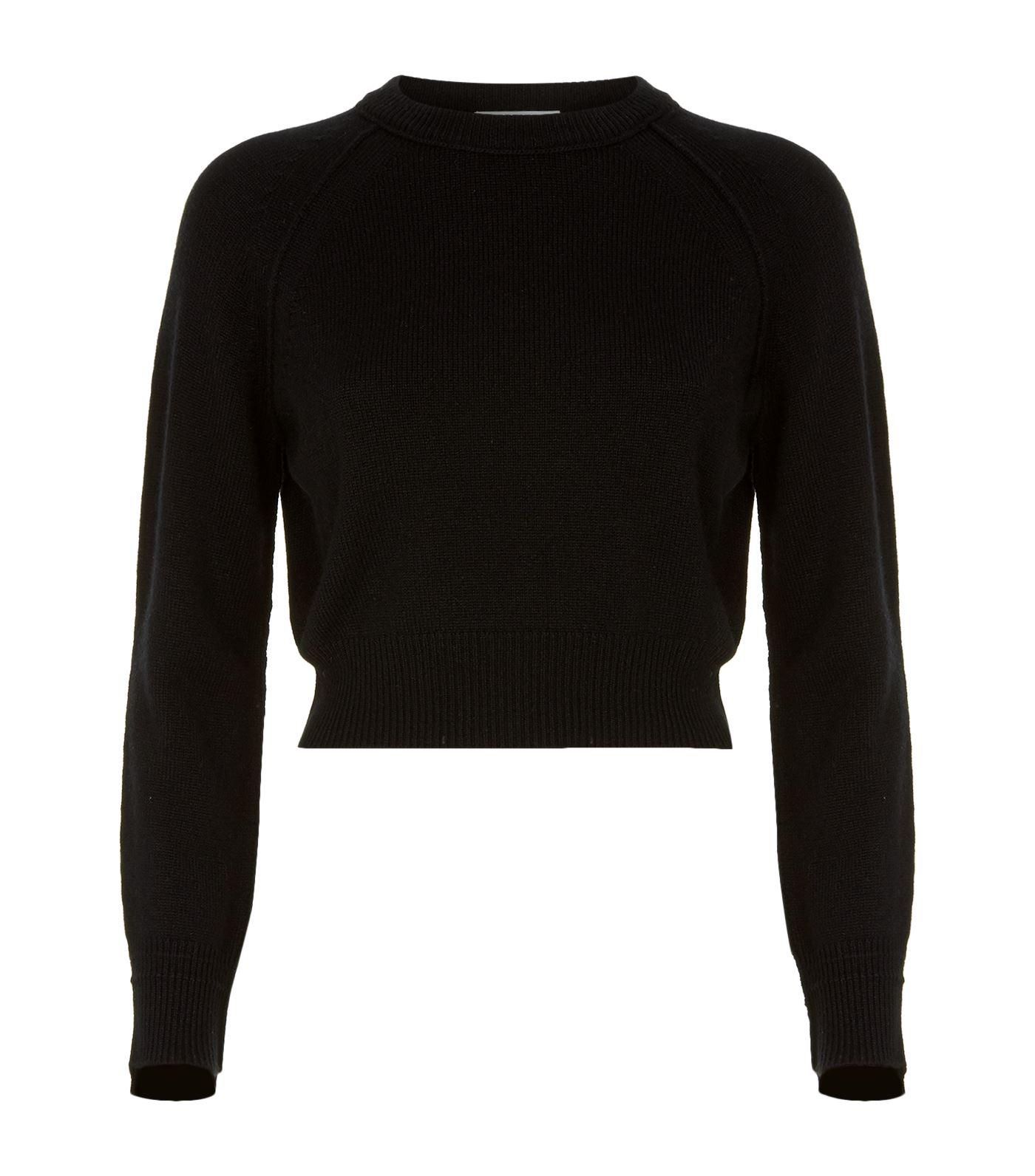 Helmut Lang Cropped Cashmere Sweater in Black | Lyst