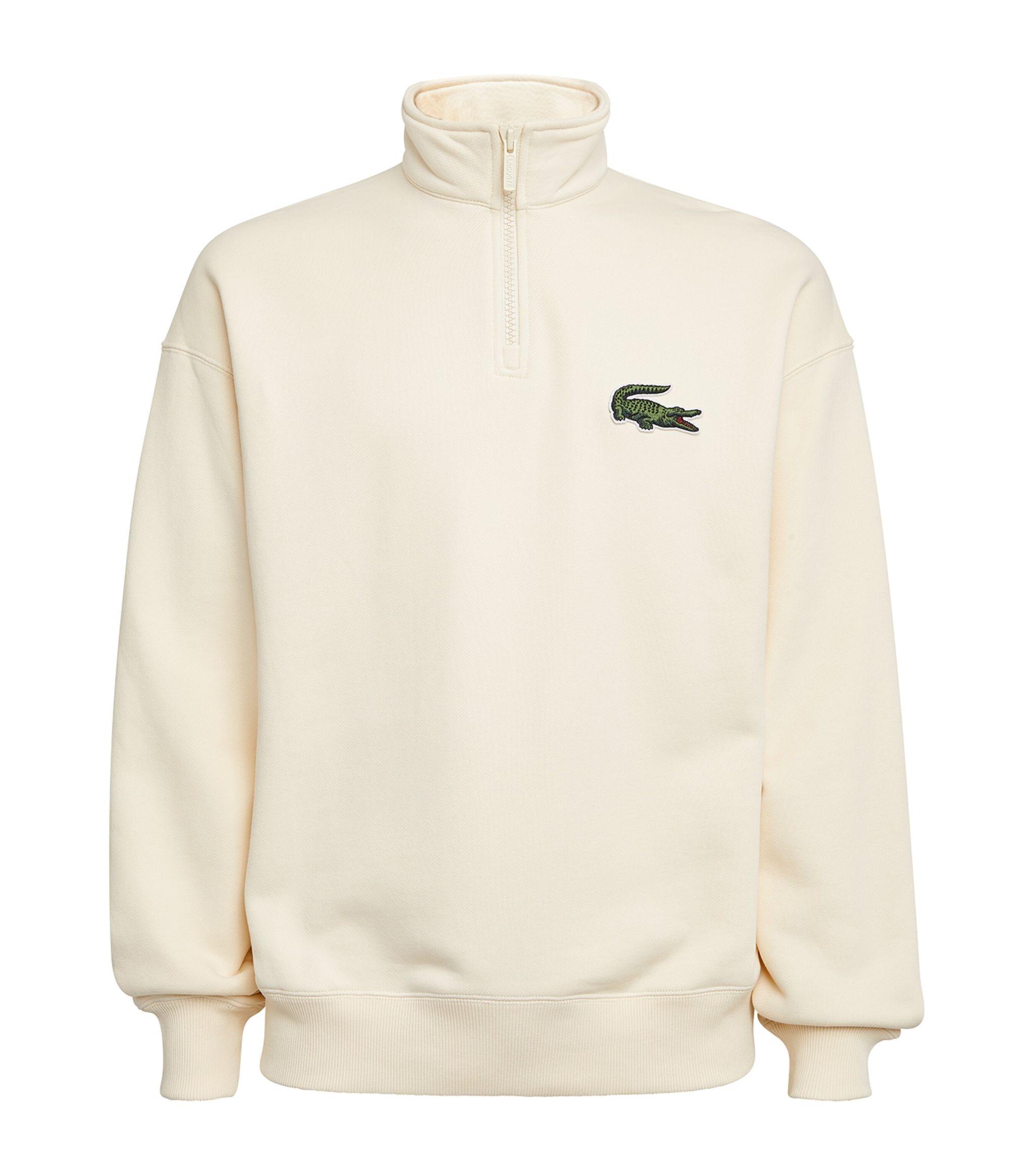 Lacoste Cotton Zip-neck Sweatshirt in White for Men | Lyst