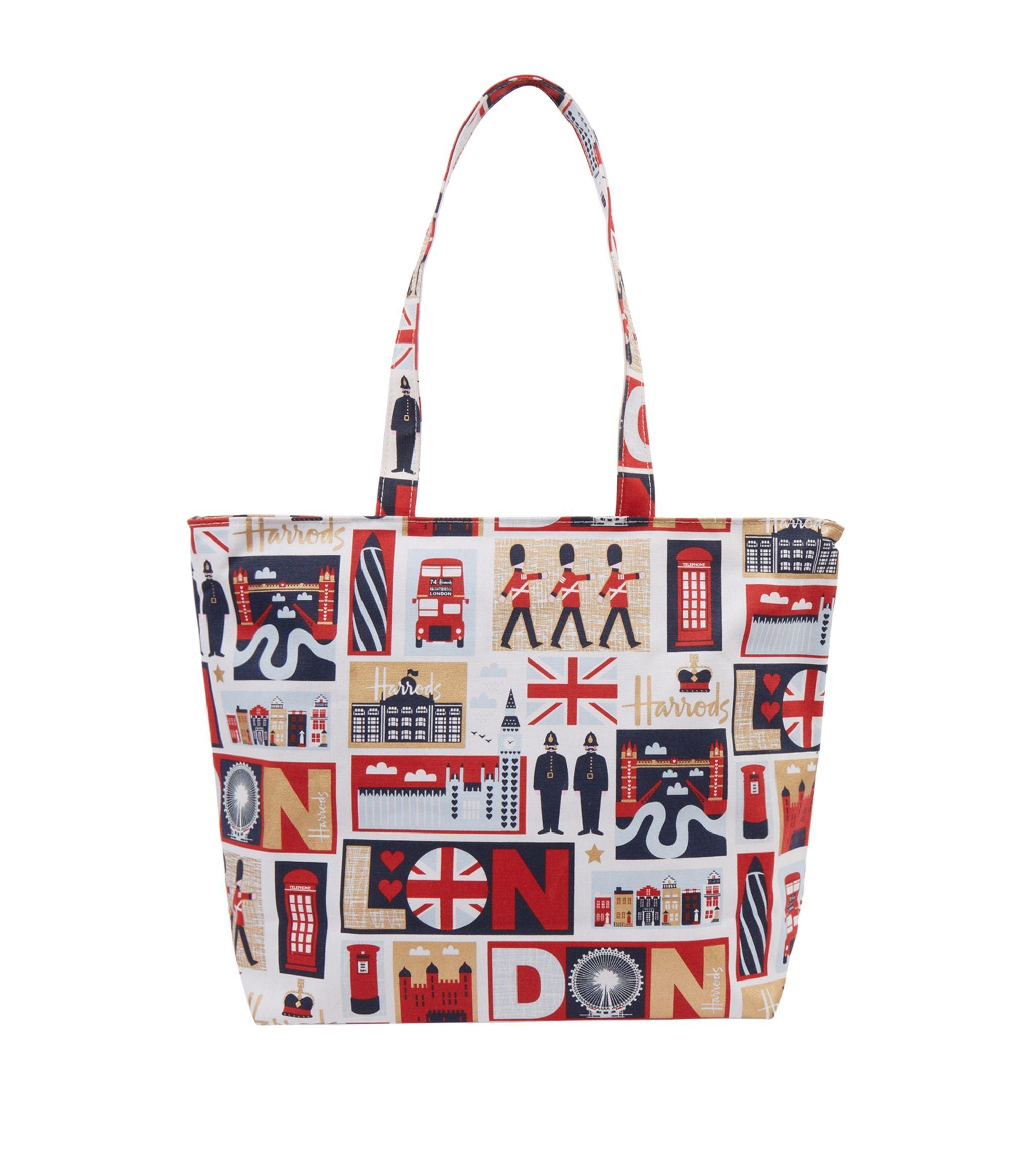 Harrods Cotton Iconic London Shoulder Bag in Red - Lyst