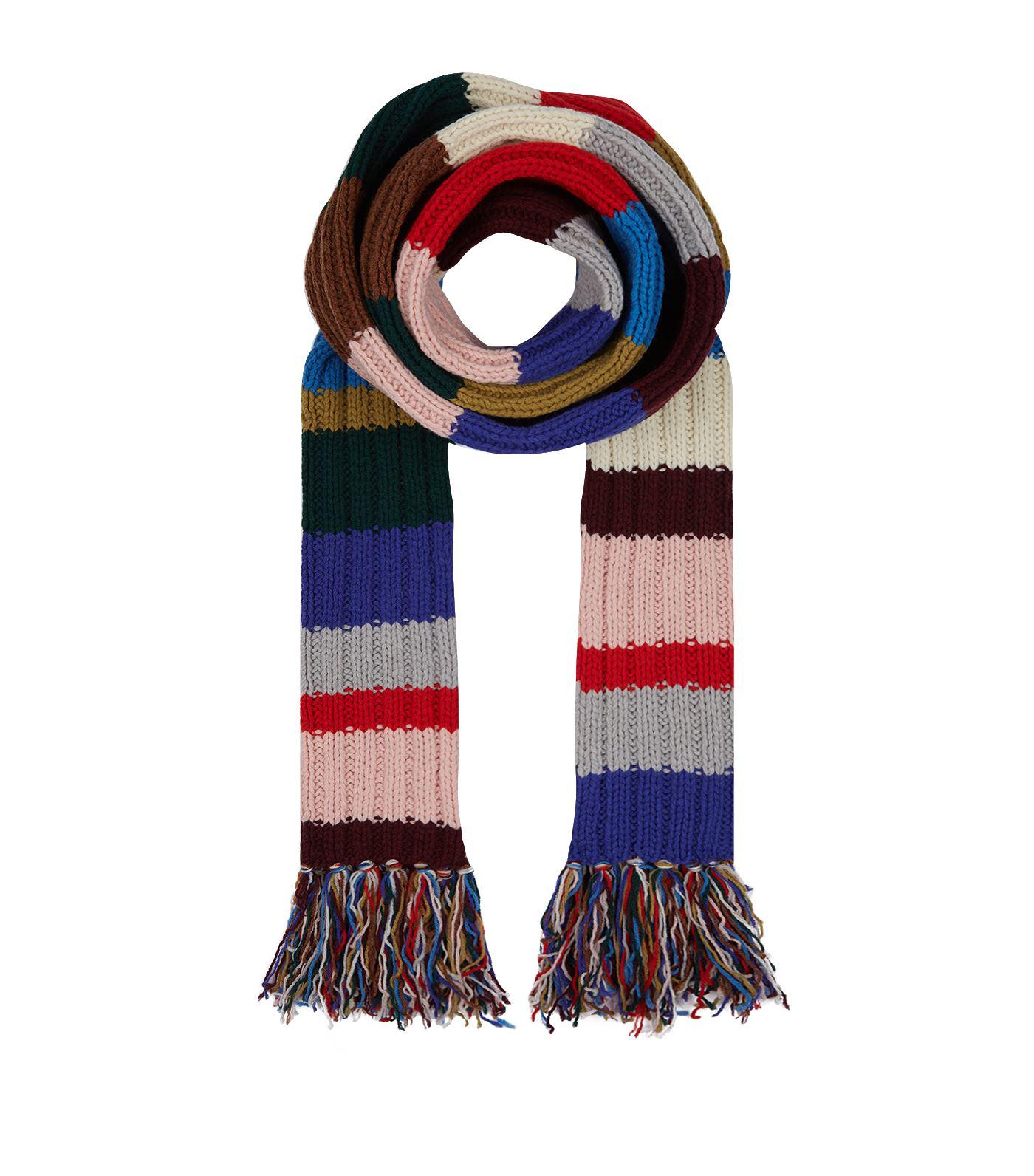 Burberry Long Chunky Knit Striped Scarf 