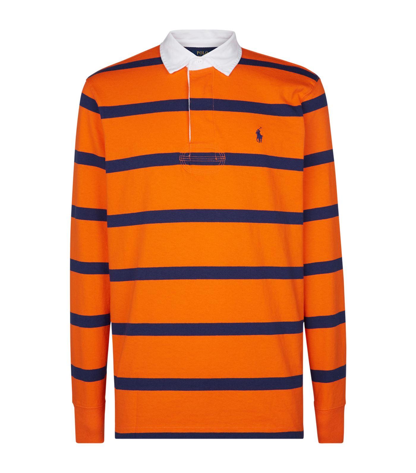 Polo Ralph Lauren Cotton Striped Polo Shirt in Orange for Men - Lyst