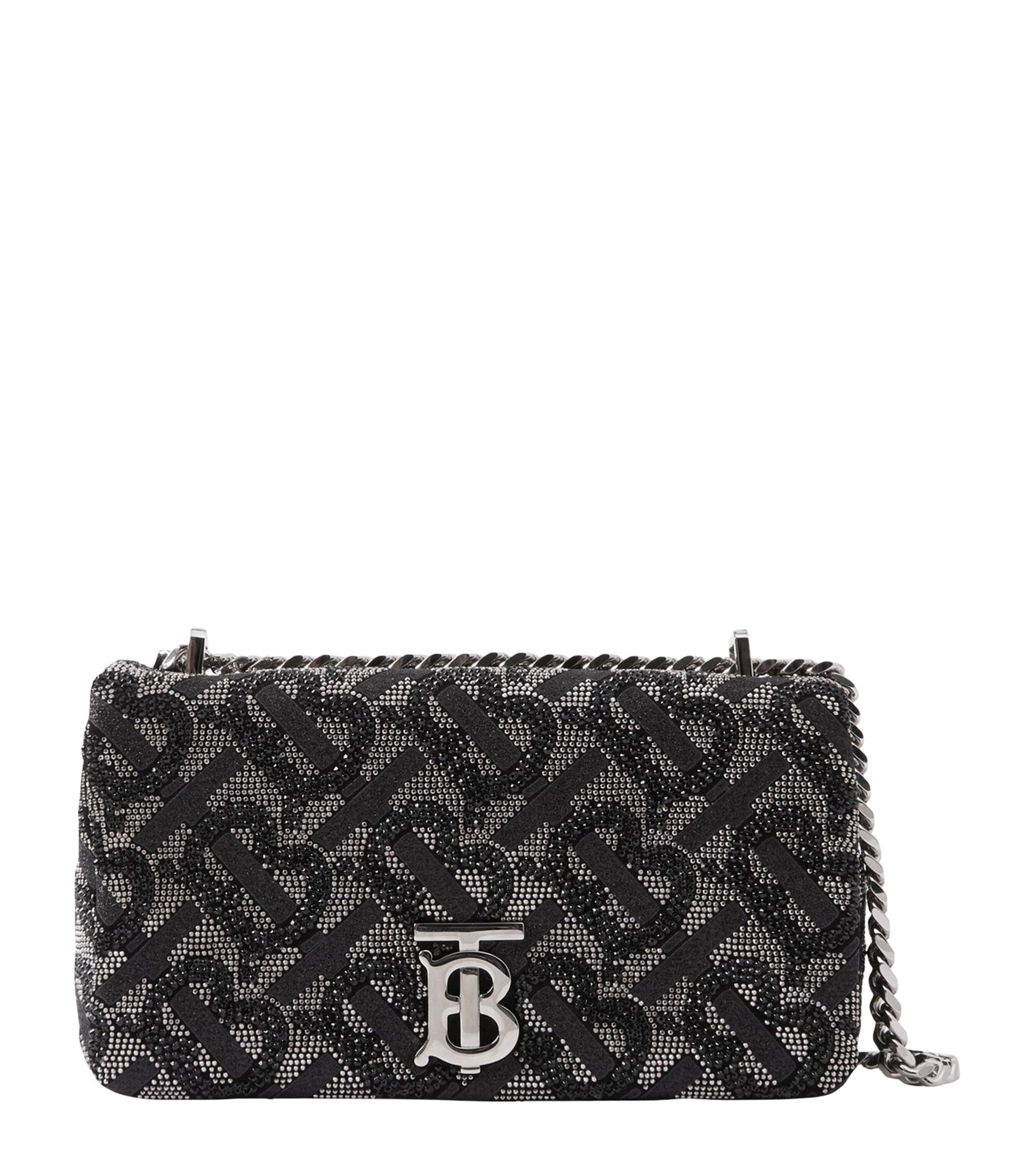 Burberry Small Crystal Monogram Leather Lola Crossbody Bag in Black Lyst