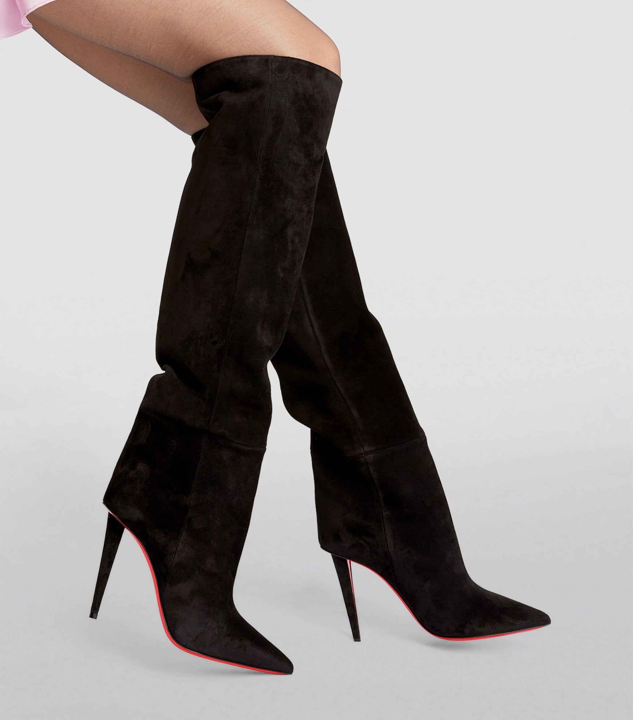 Christian Louboutin Astrilarge Botta Suede Knee-high Boots 100 in Black |  Lyst