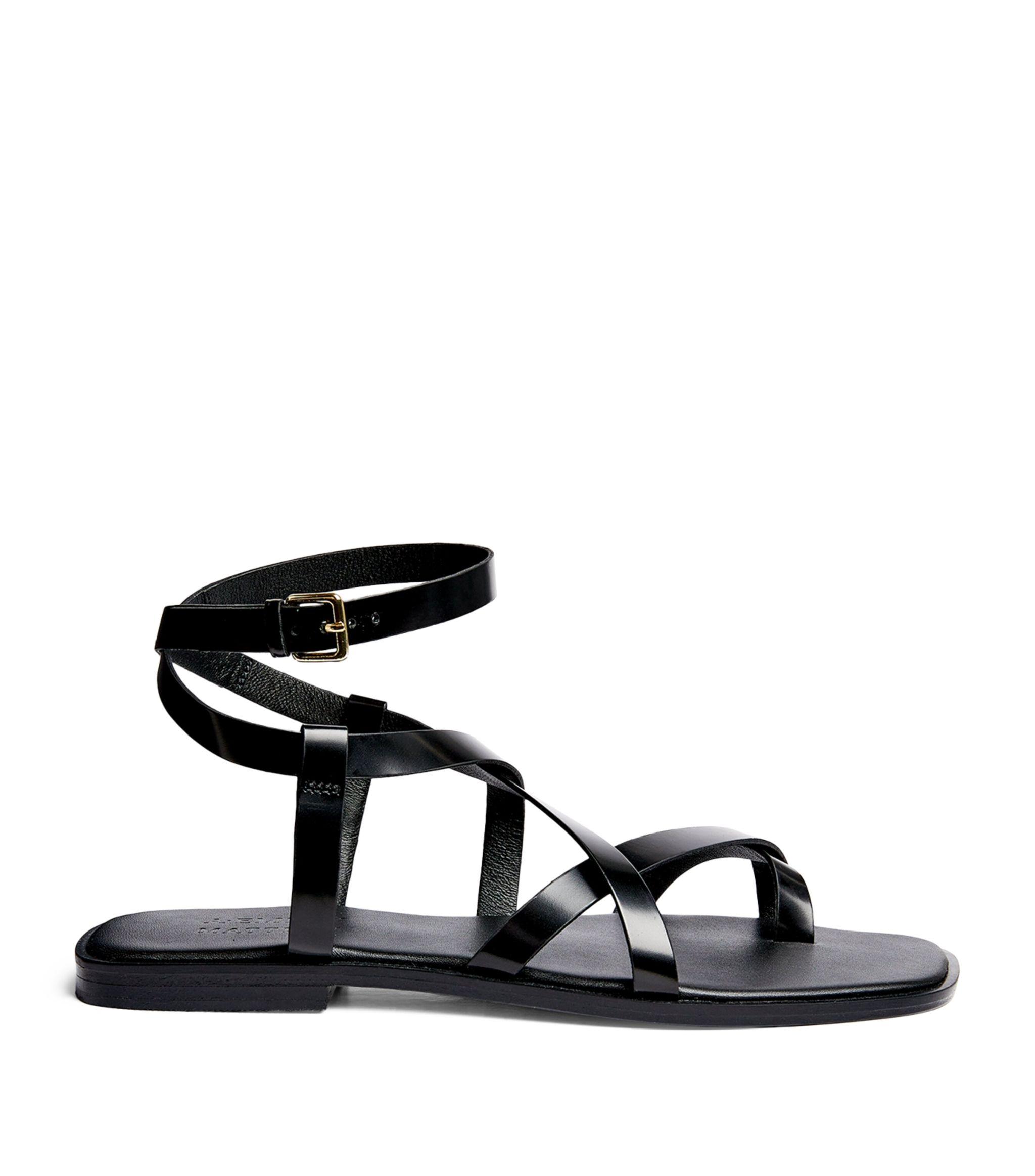 A.Emery Leather Evia Sandals in Black | Lyst