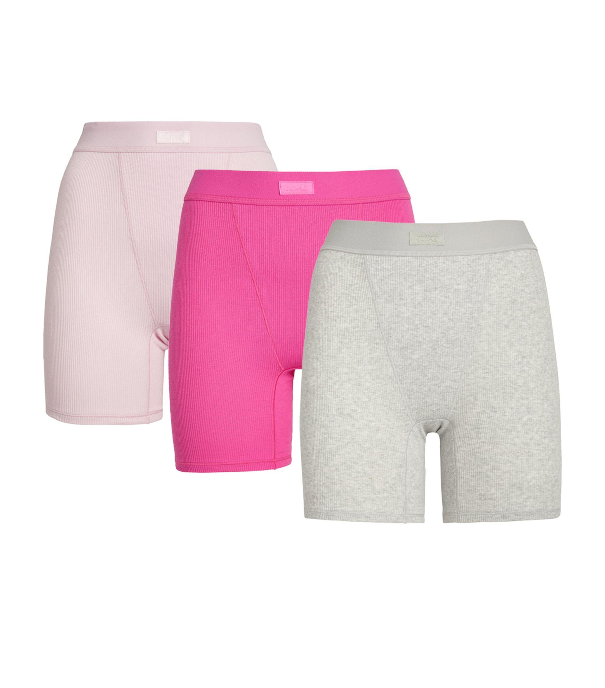Skims Ribbed Boxer Shorts (pack Of 3) in Pink