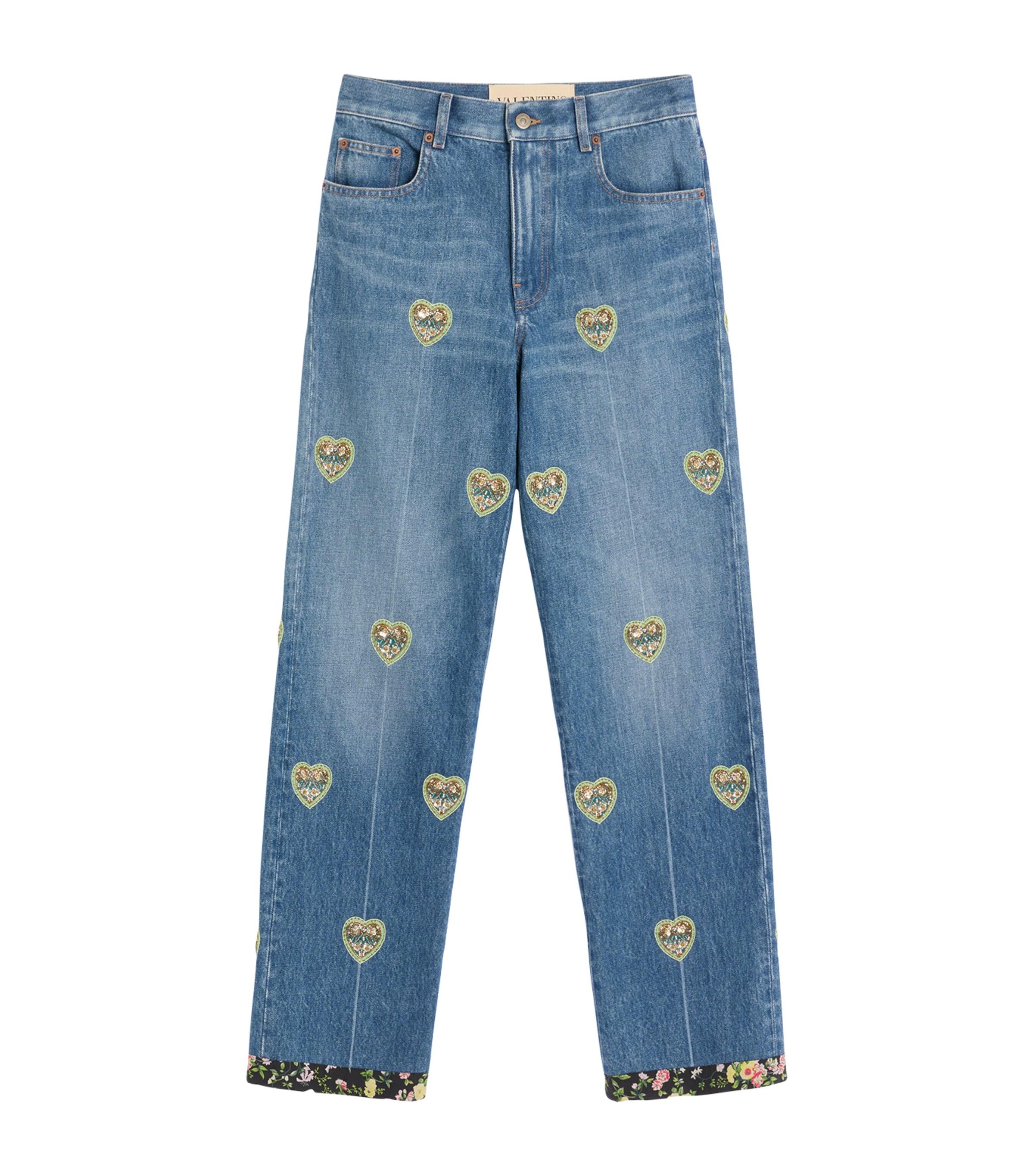 デニム・ジーパン VALENTINO Woman Jeans Black 5B0DD18T8YN 0NO Valentino Black Butterfly Embroidered Denim Boyfriend Jeans