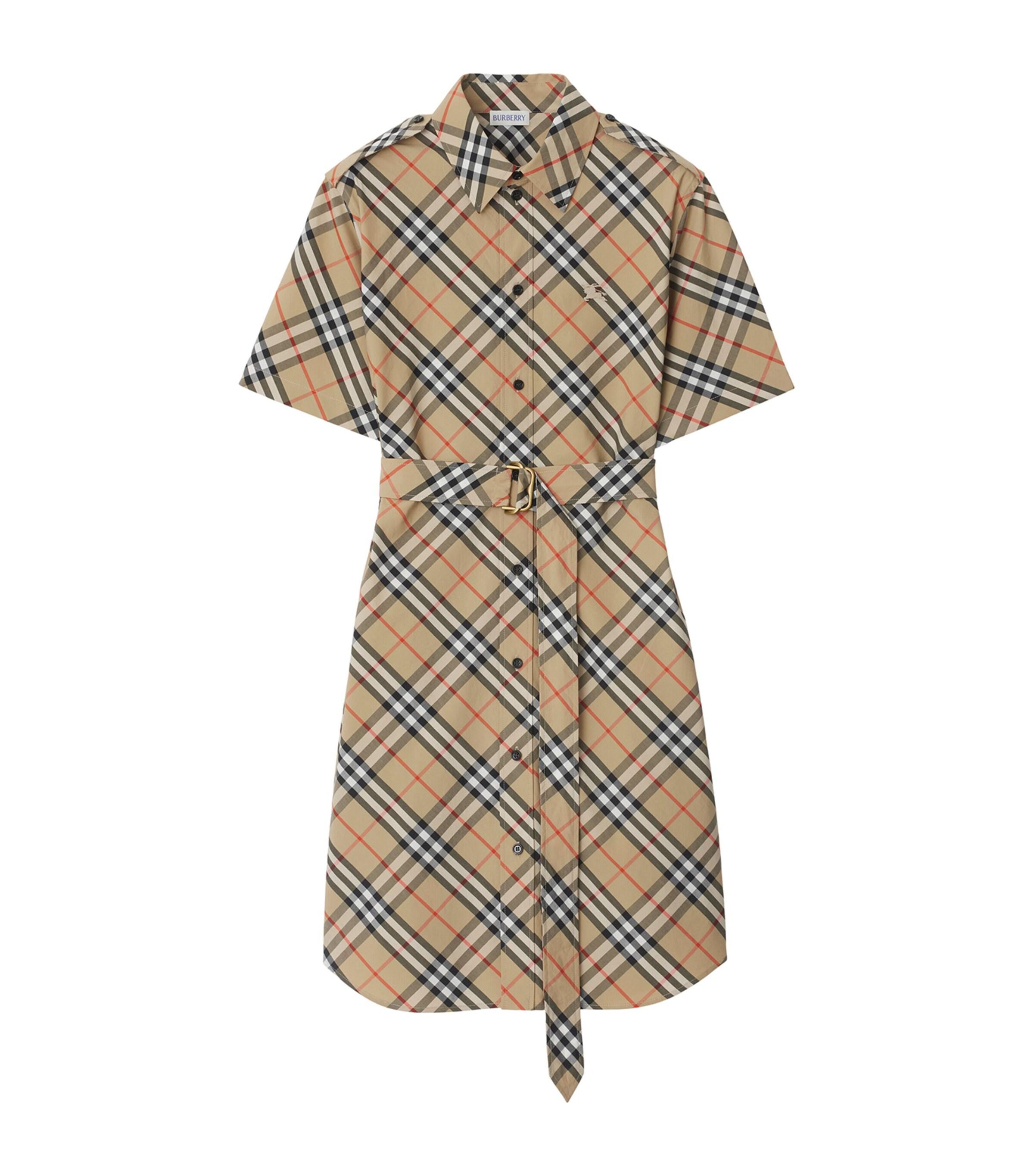 【関税&送料込】Burberry Printed Viscose Dress Chemisier cotton short dress with Check print BURBERRY