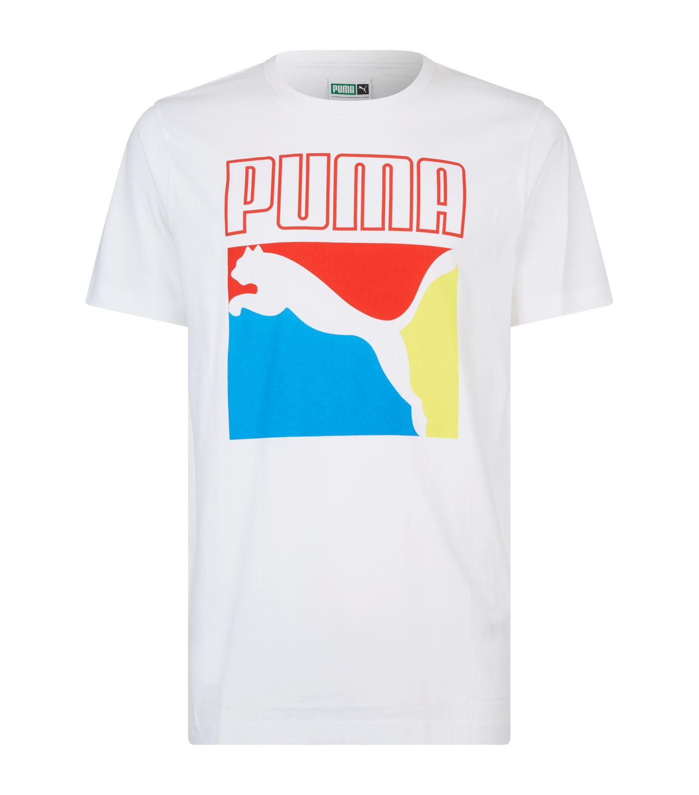 PUMA Cotton Graphic Box Logo T-shirt in White for Men | Lyst