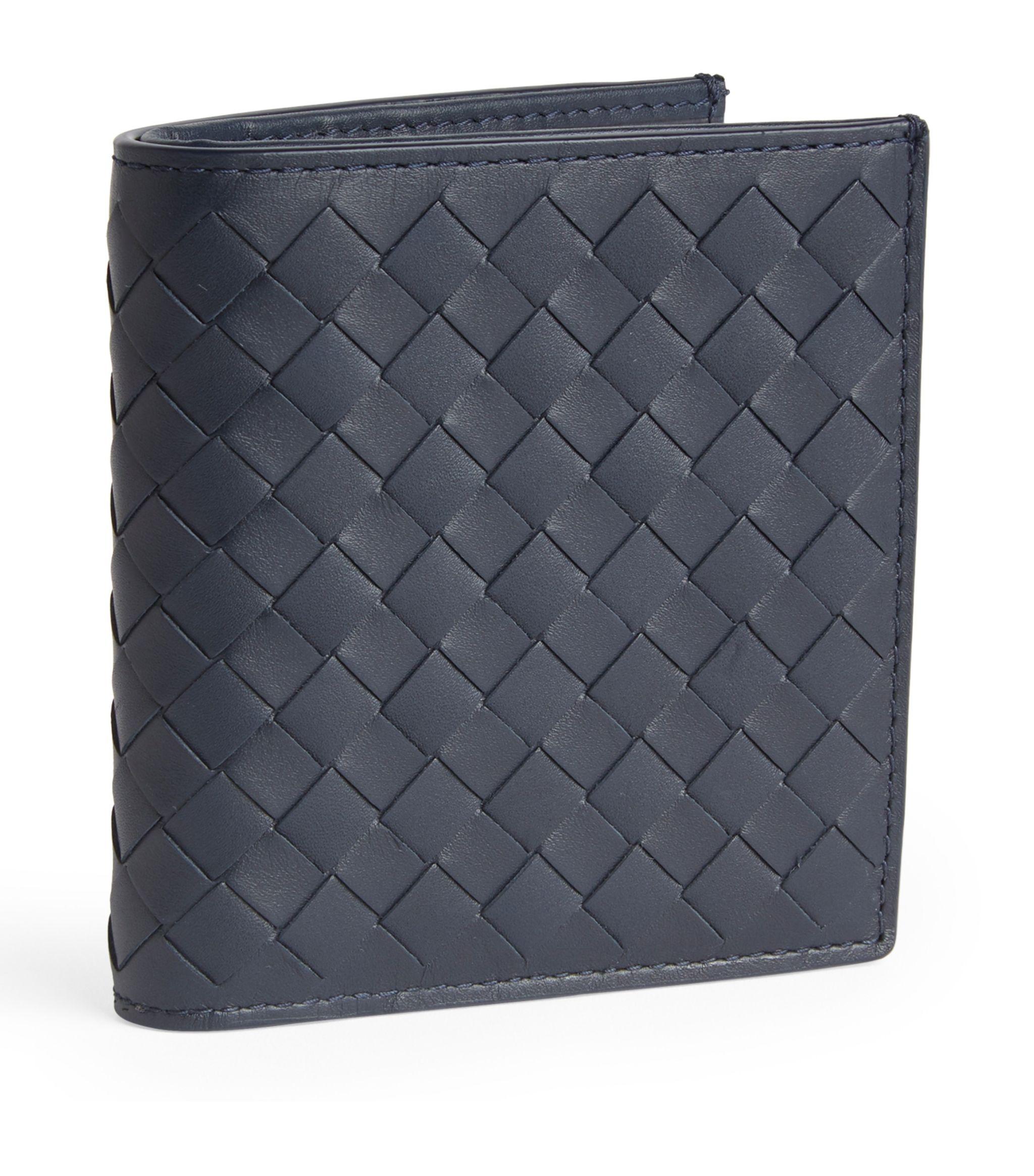 Bottega Veneta Intecciato Weave Leather Bifold Wallet in Blue for Men