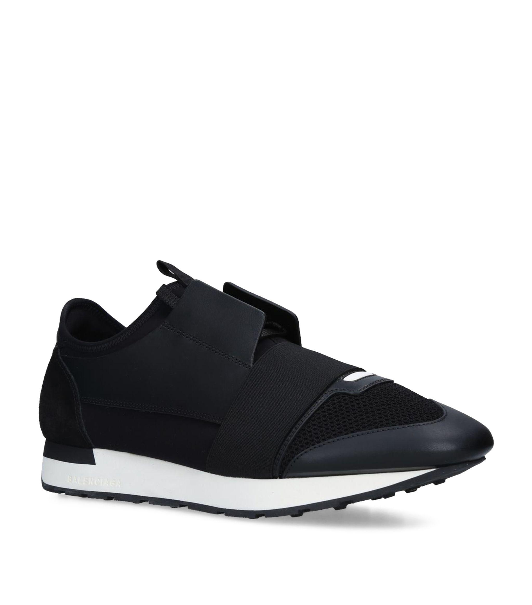 Balenciaga Race Runner Leather, And Mesh Trainers Black for Men | Lyst