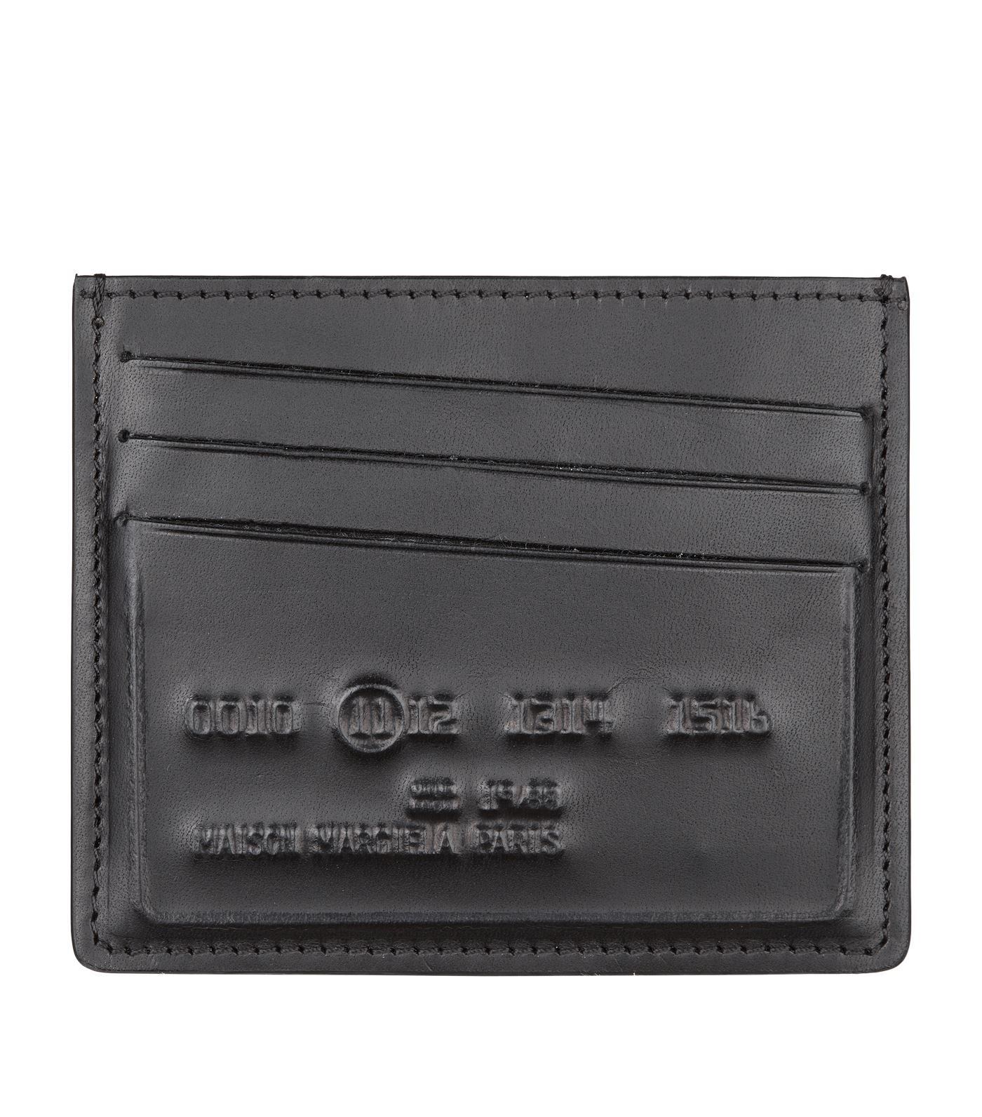 Maison Margiela Embossed Logo Leather Card Holder in Black for Men