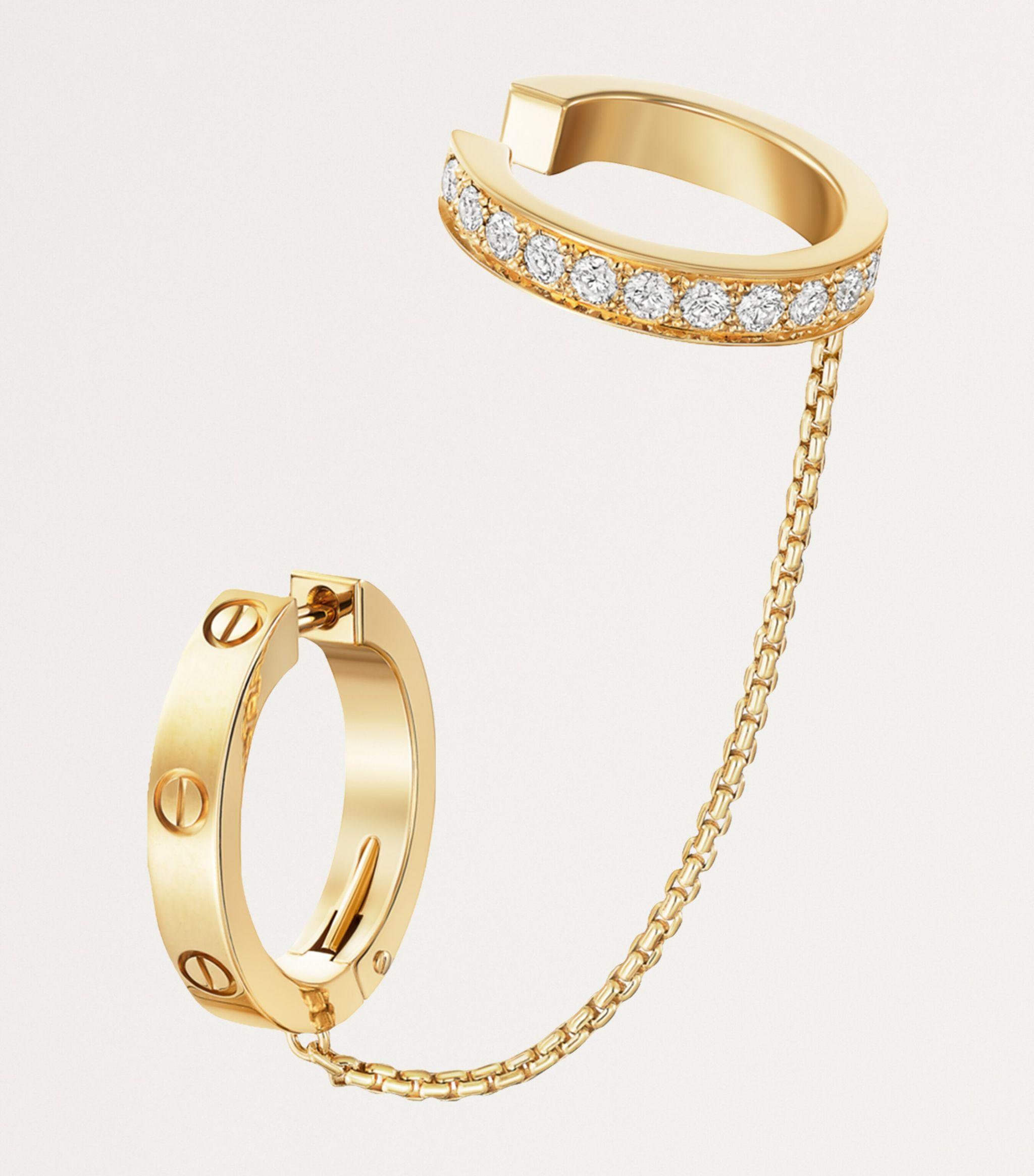 Cartier And Diamond Love Hoop Single Earring in Metallic | Lyst