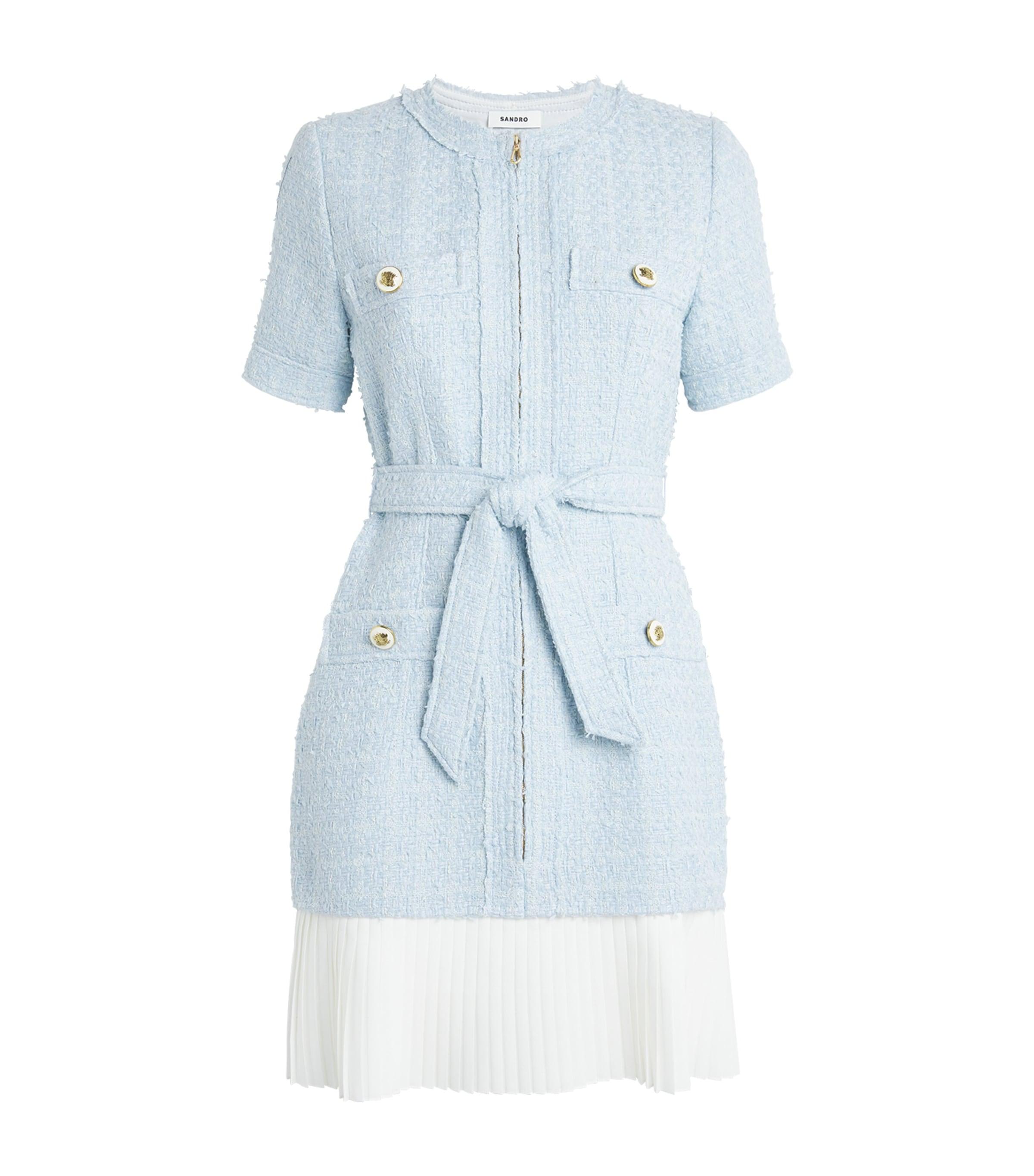 Sandro Tweed Mini Dress in Blue Lyst UK