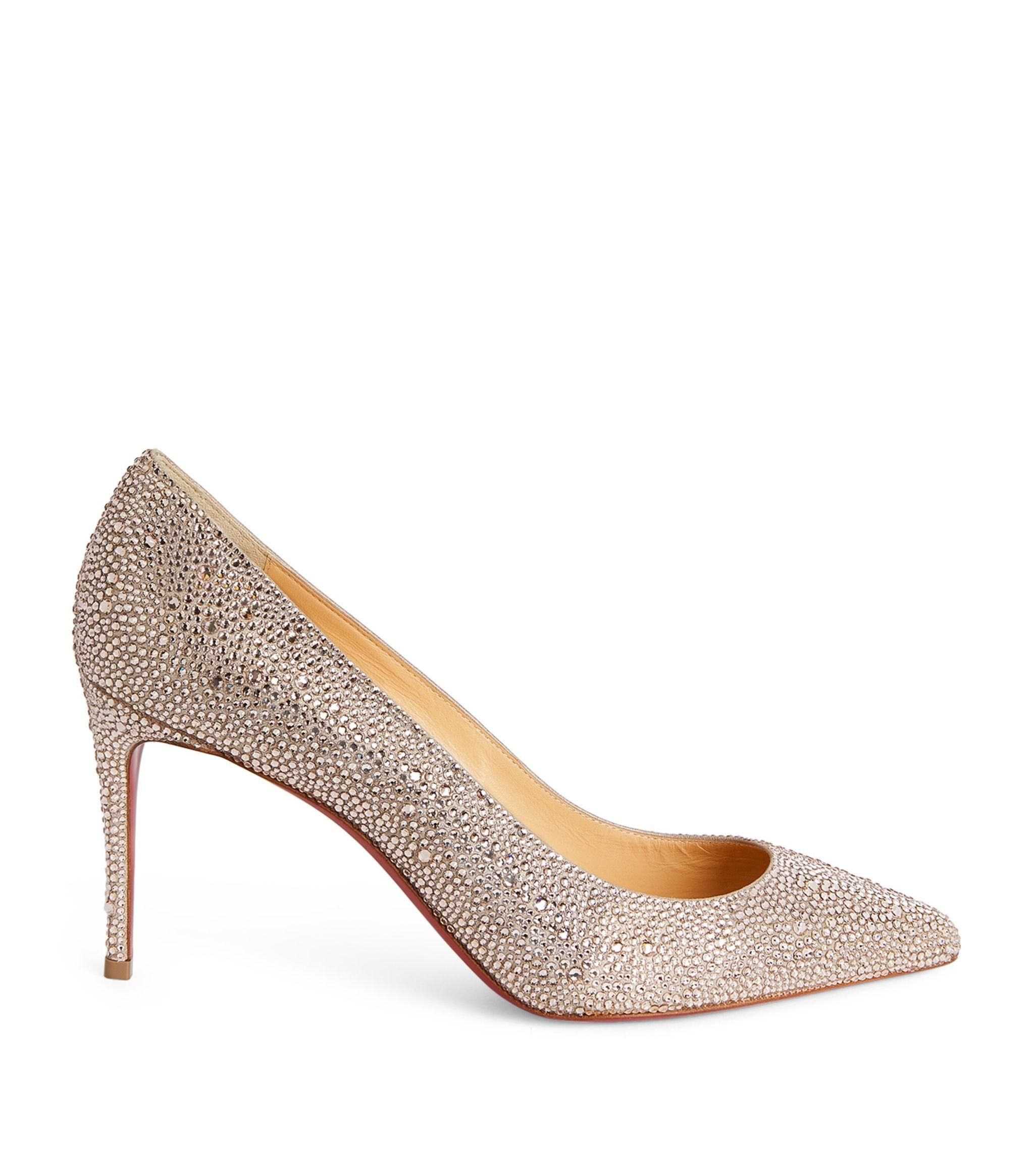 Christian Louboutin Kate Embellished Leather Strass Pumps 85 in Metallic |  Lyst