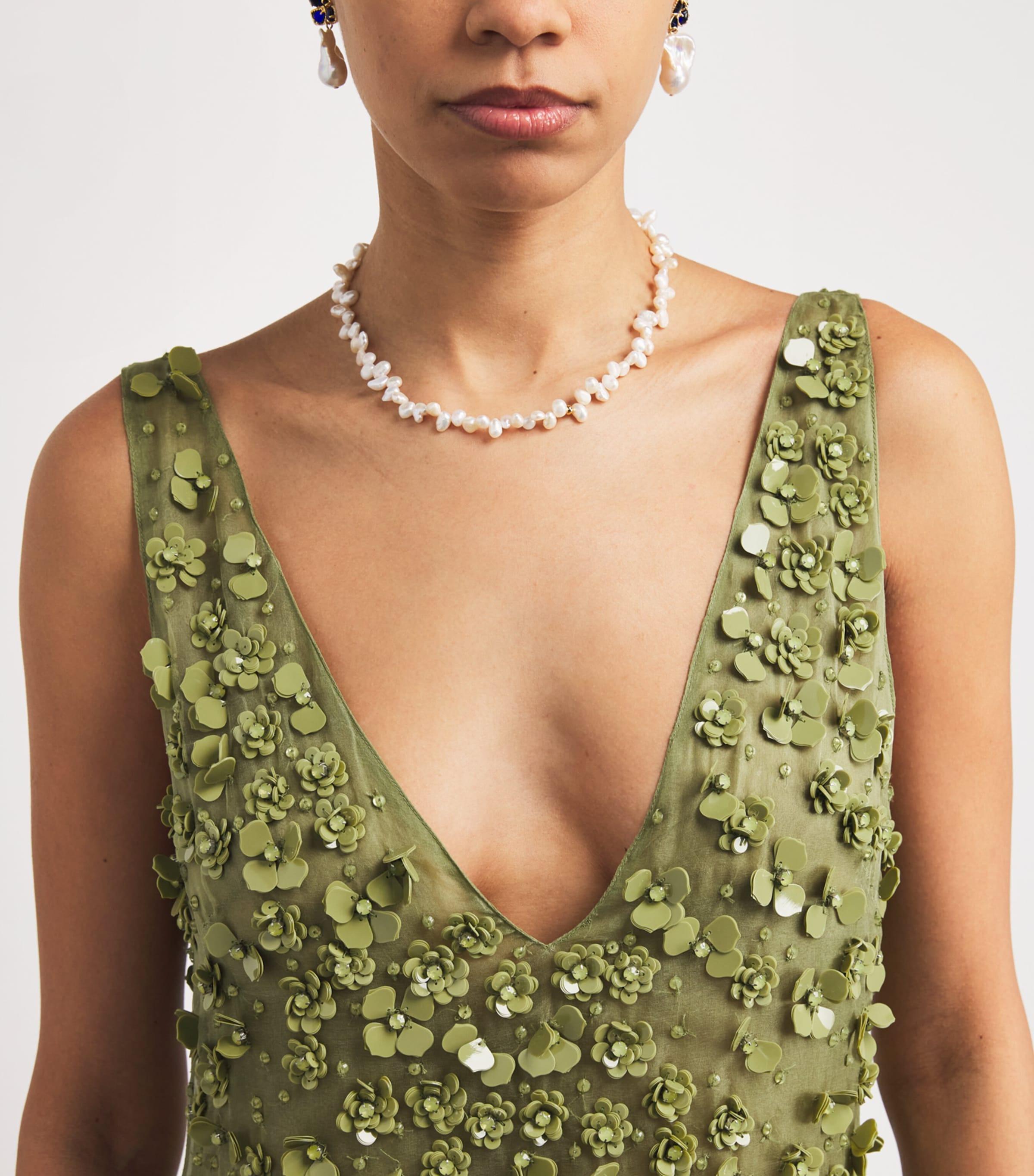 Cult Gaia Silk Embellished Sapphira Mini Dress in Green | Lyst
