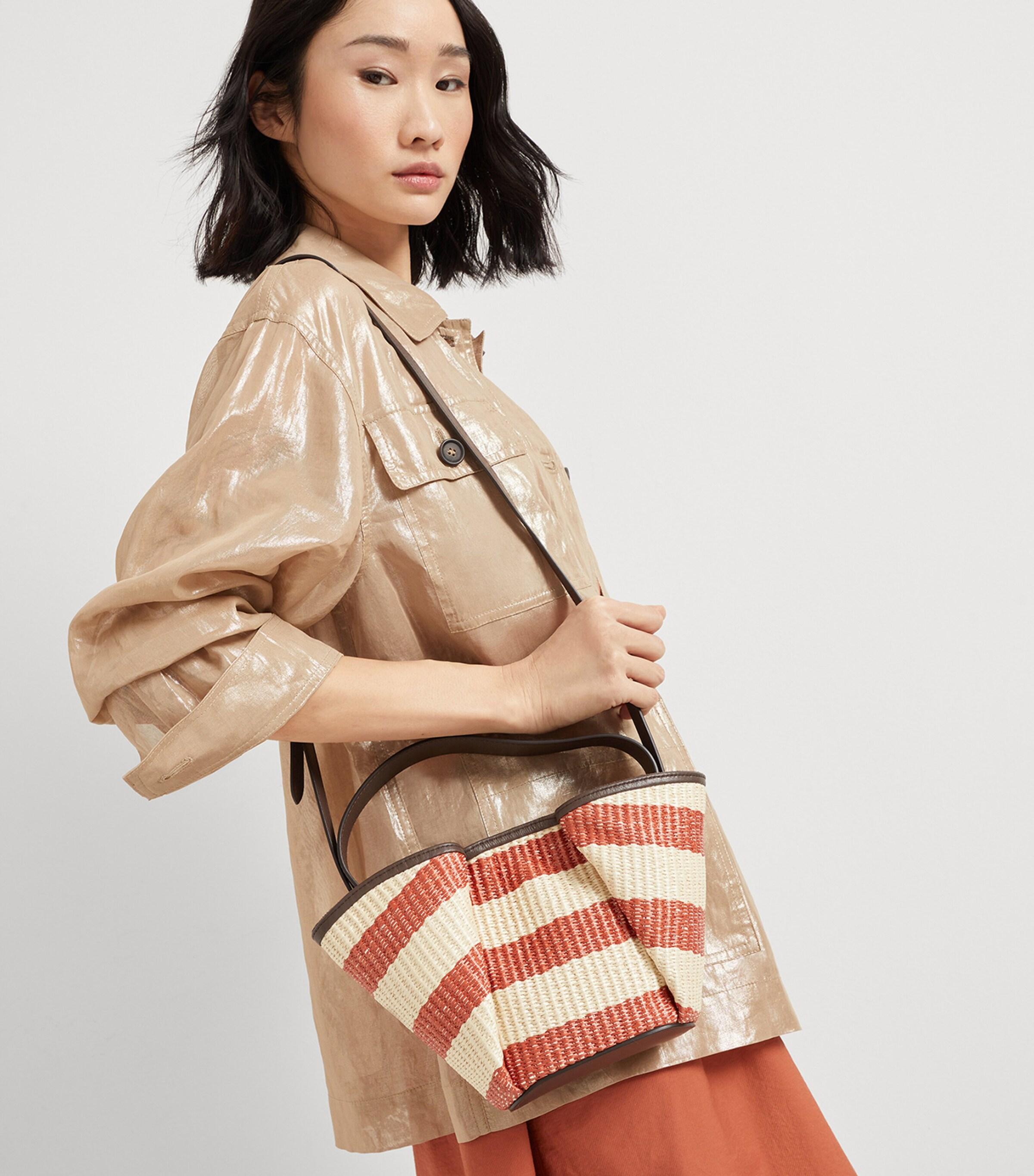 BRUNELLO CUCINELLI★Techno Cotton Raffia Shopper Basket Bag Brunello Cucinelli Pannier Shopper Tote in Techno Cotton