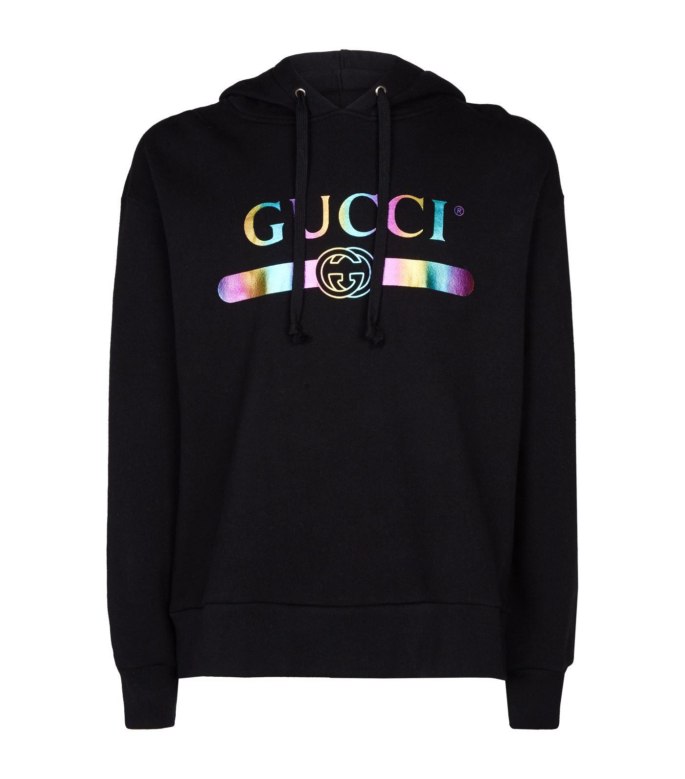 Gucci Cotton Oversized Logo Hoodie in Black for Men - Lyst