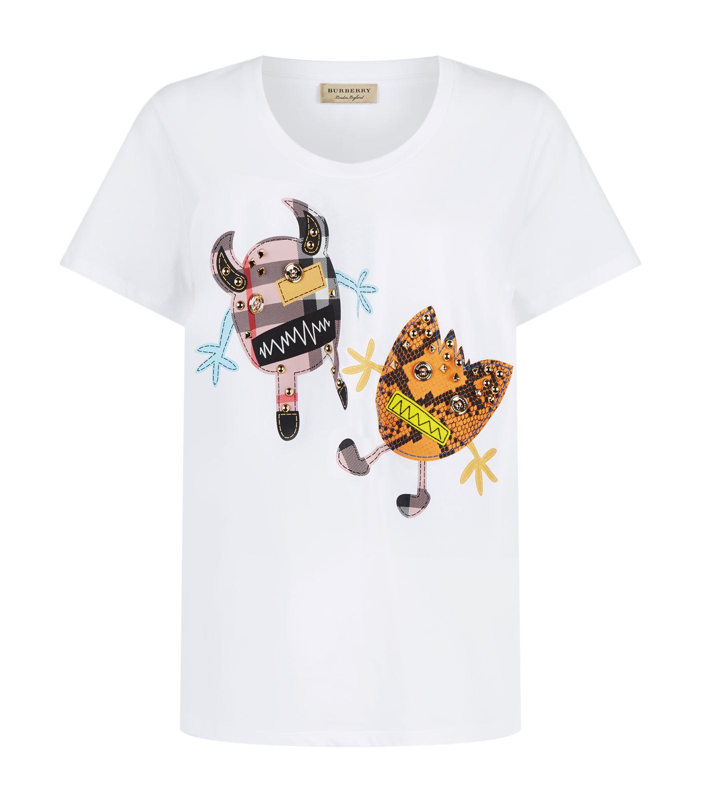 Burberry Cotton Monster Embellished T-shirt, White, M | Lyst
