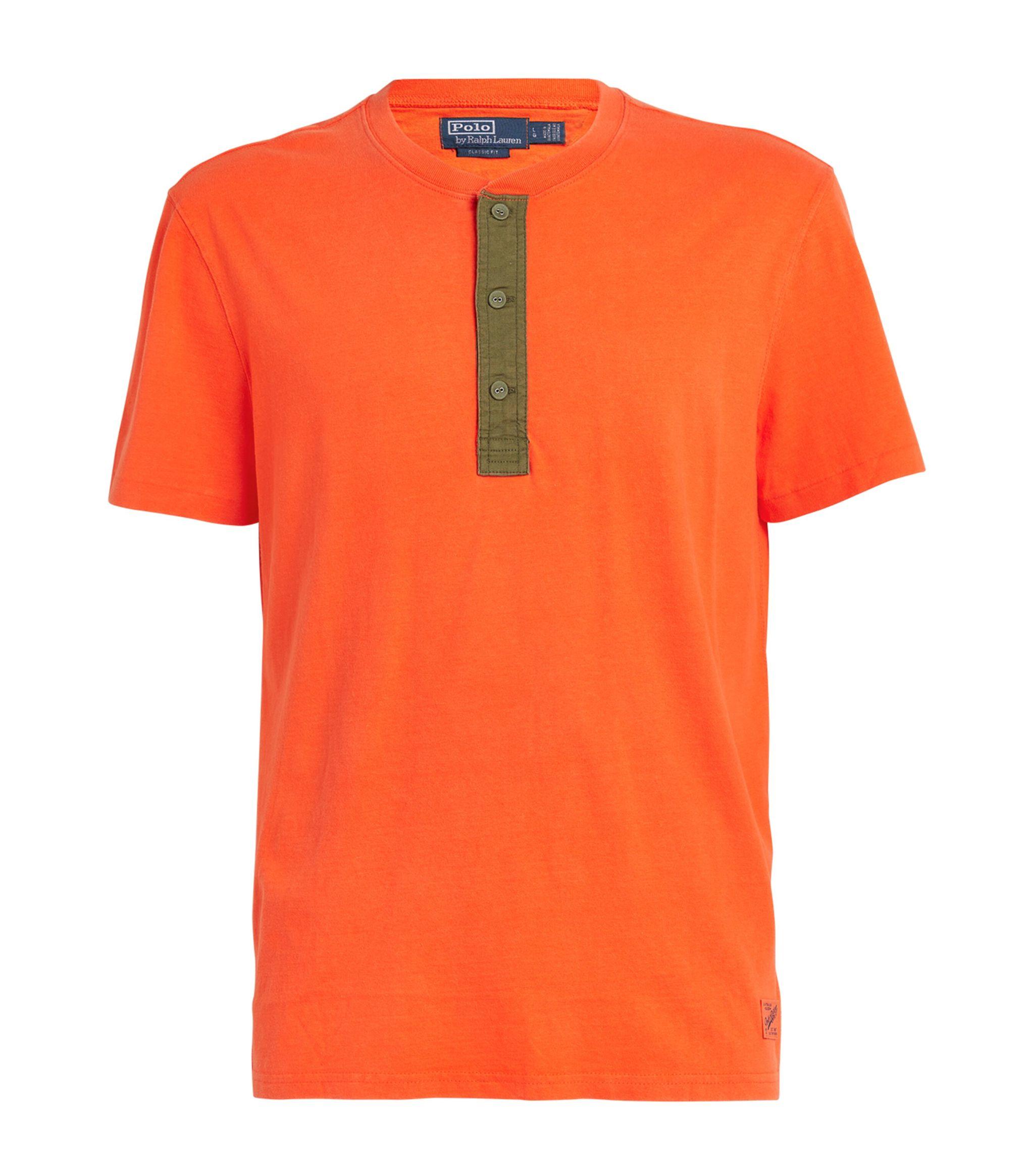 Polo Ralph Lauren Cotton Henley T-shirt in Orange for Men | Lyst