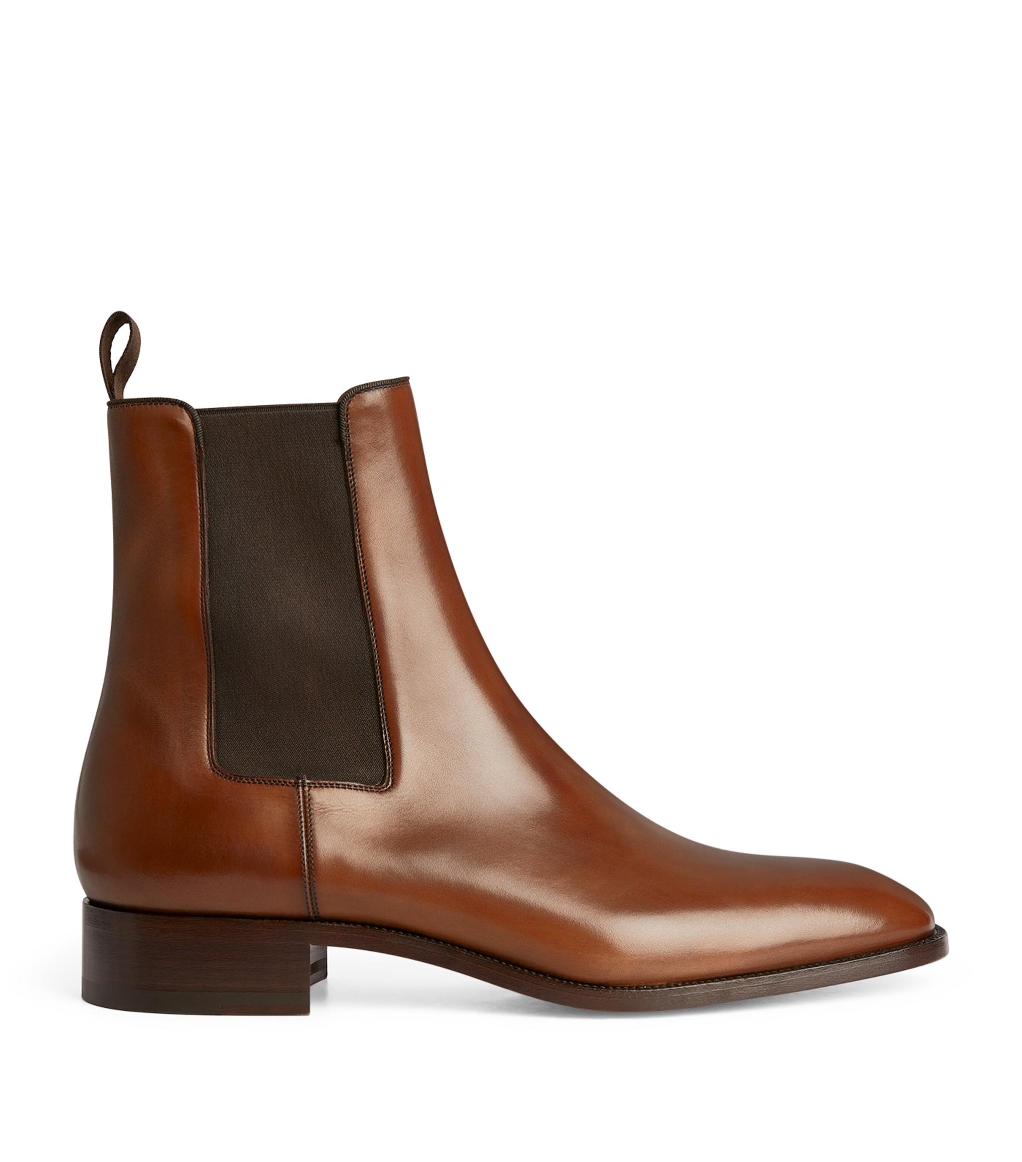 Christian Louboutin Samson Leather Boots in Brown for Men | Lyst