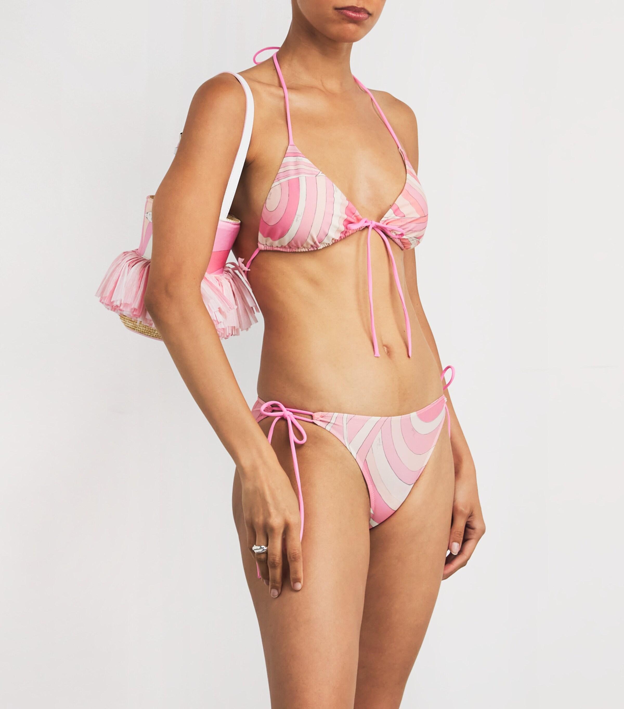 PUCCI Marmo Print Triangle Bikini Top in Pink | Lyst