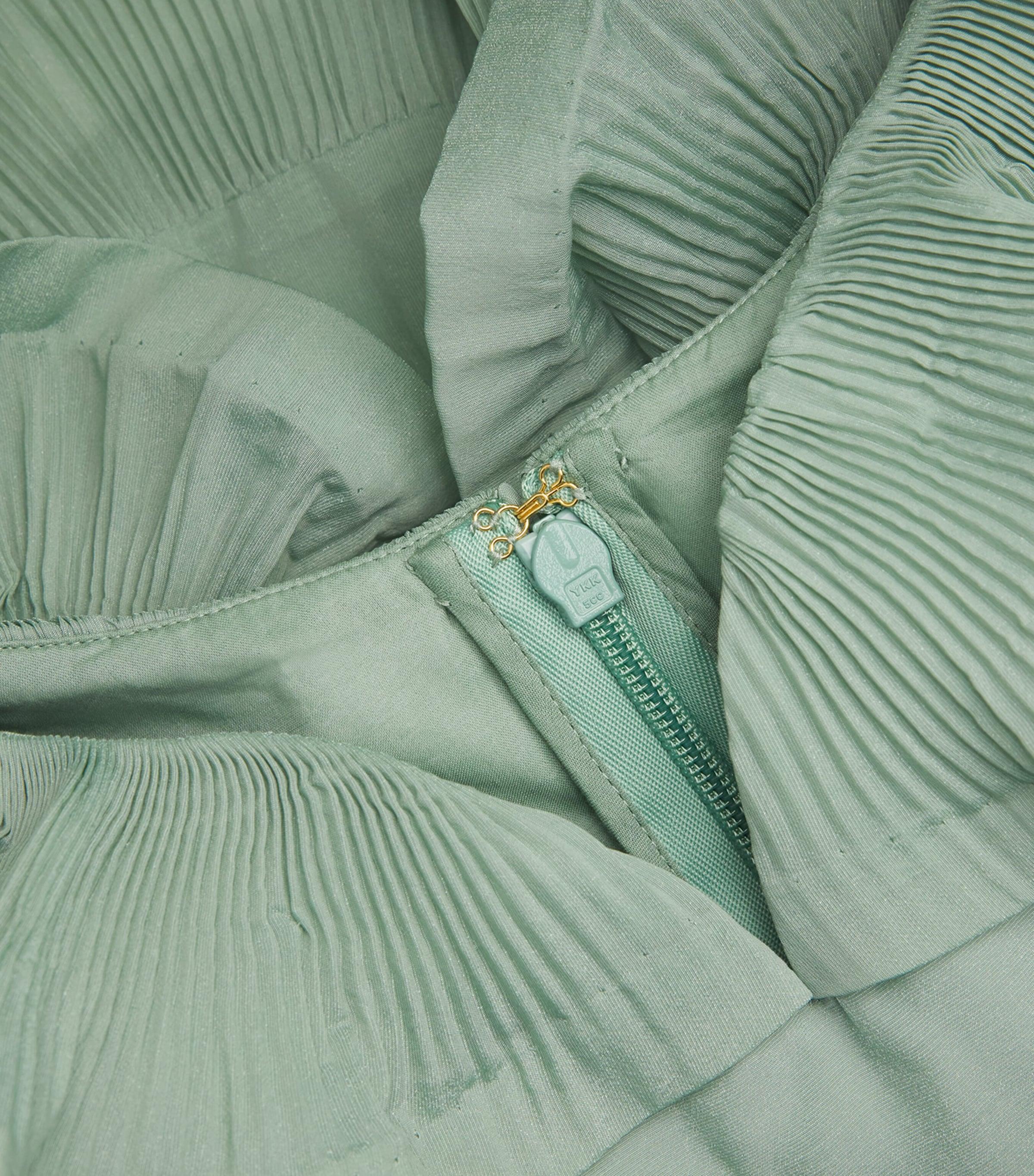 Zimmermann Pleated Frill Mini Dress in Green | Lyst