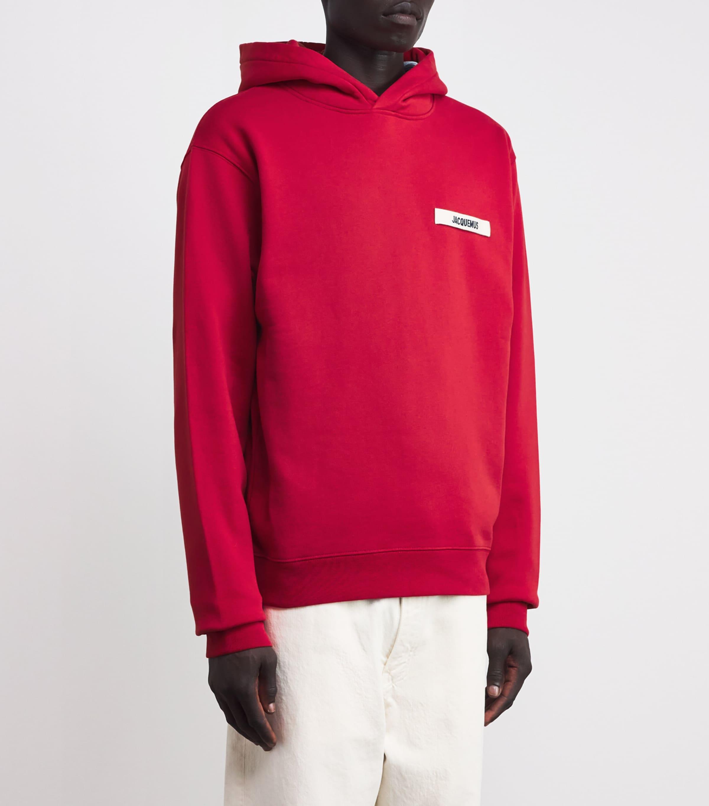 パーカー・フーディ Jacquemus Men's Classic Logo Hooded Sweatshirt Red 23H226JS210-2120-470_13_main.jpg