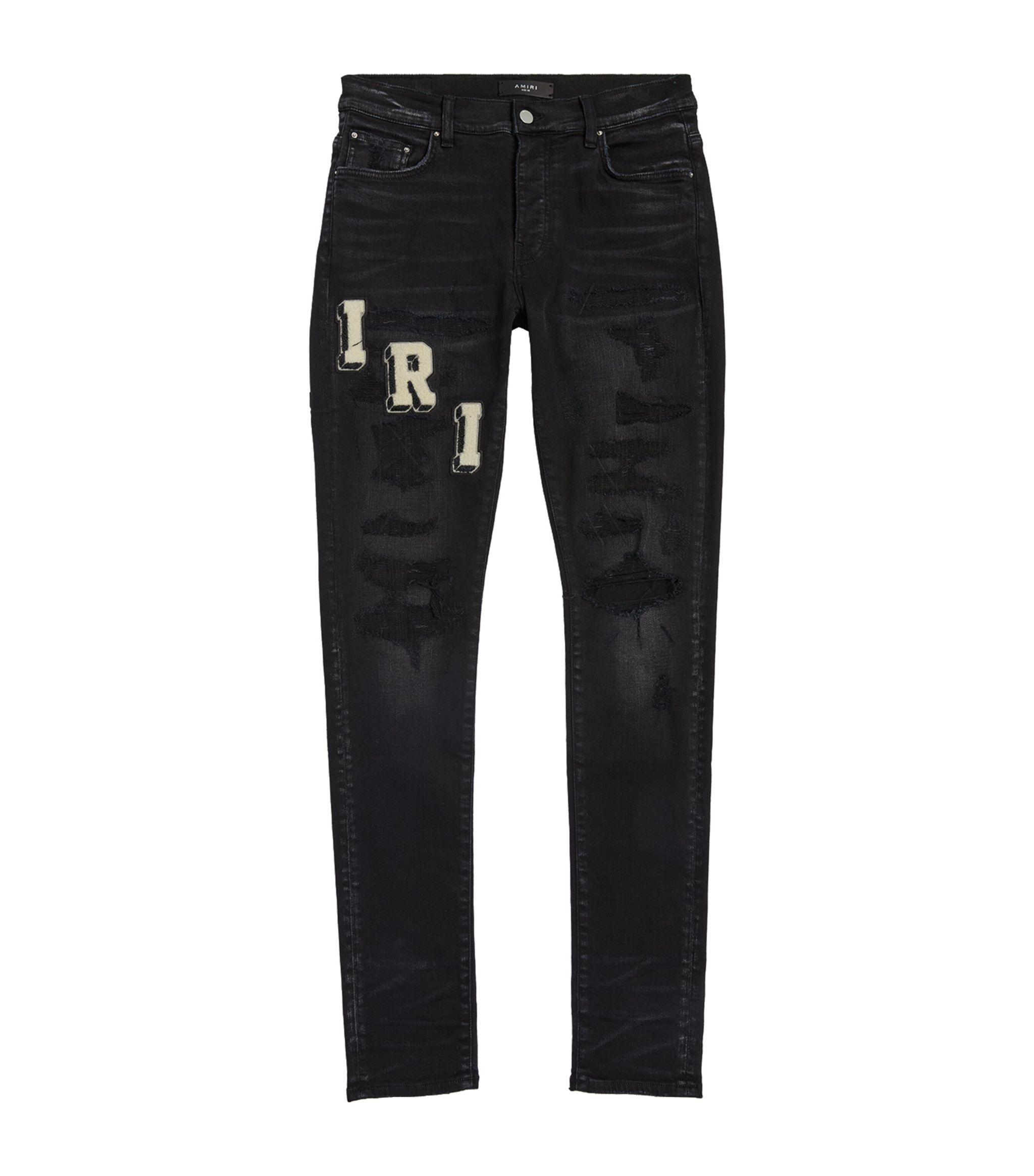 Amiri Varsity Ripped Skinny Jeans in Black for Men Lyst UK