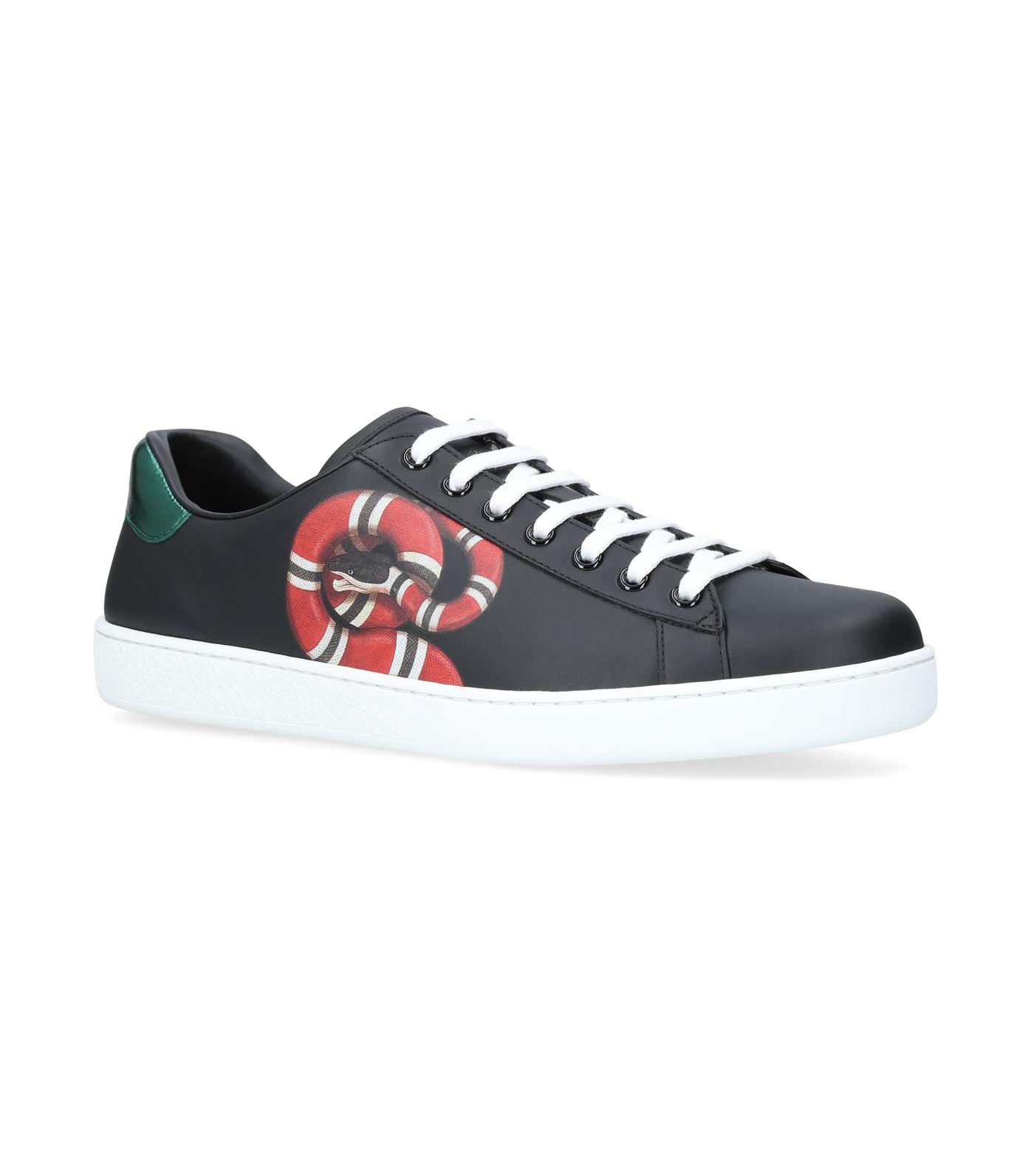Gucci Snake Print Ace Sneakers in Black - Lyst