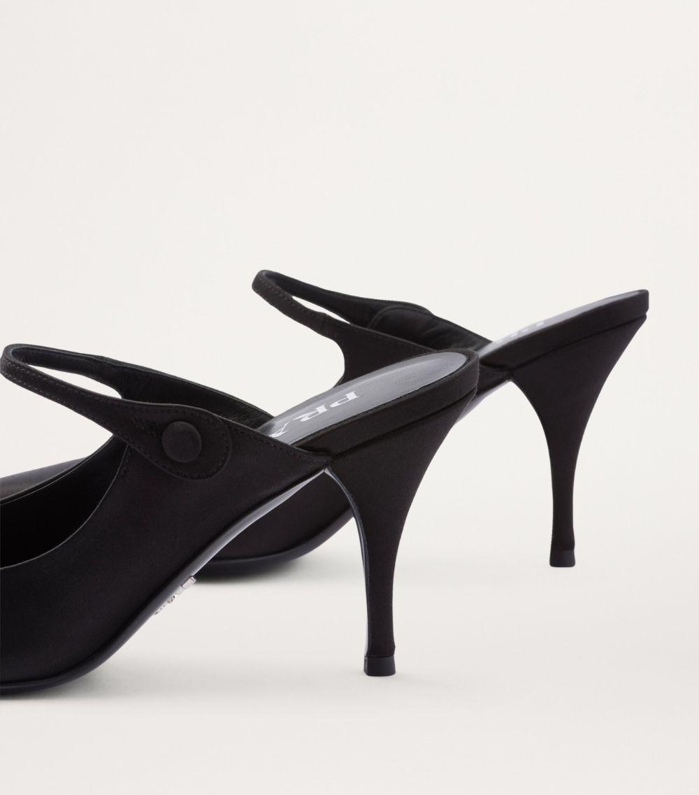 Prada Satin Heeled Mules 85 in Black | Lyst UK