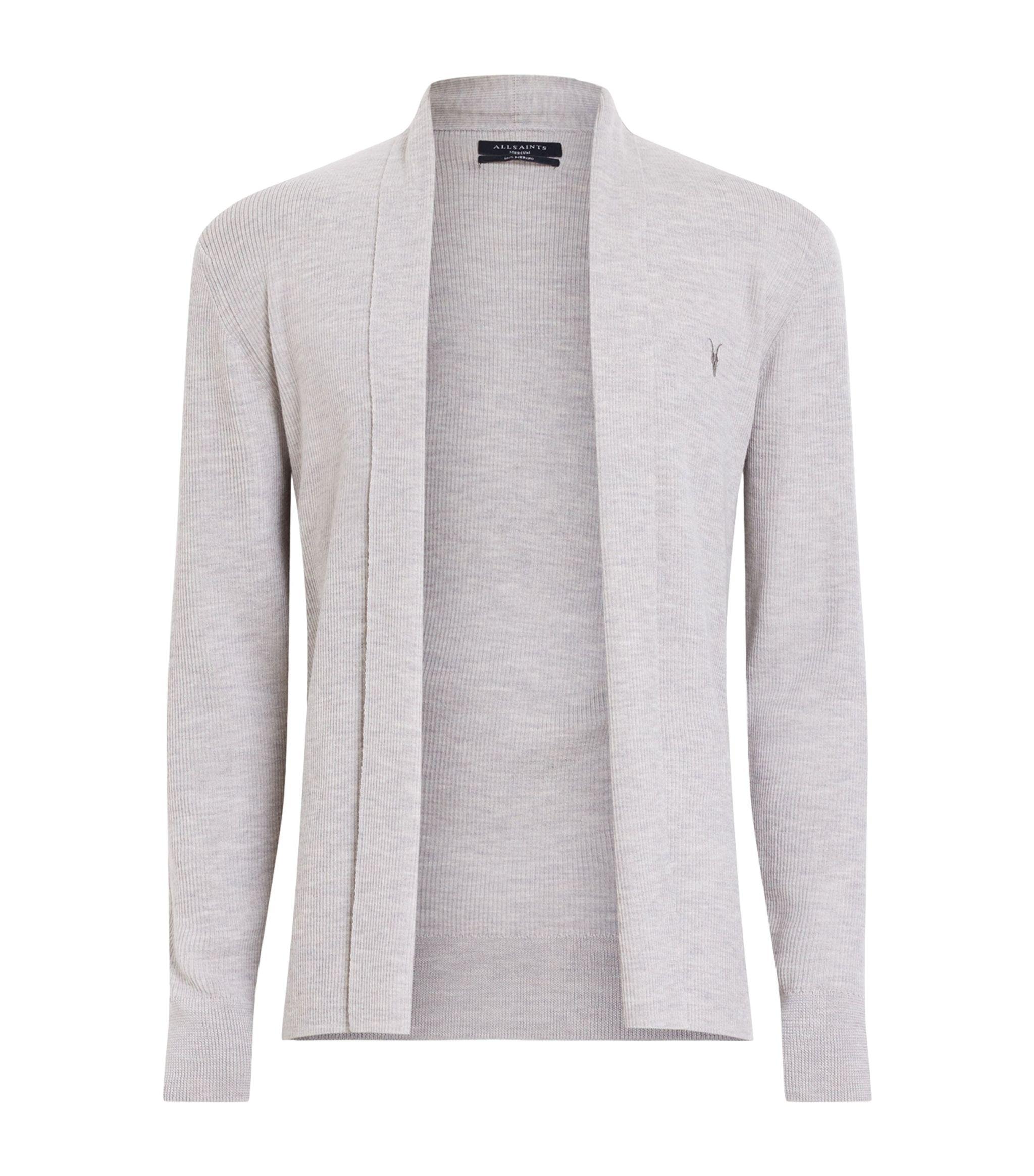 AllSaints Merino Mode Open Cardigan in Grey for Men Lyst Canada