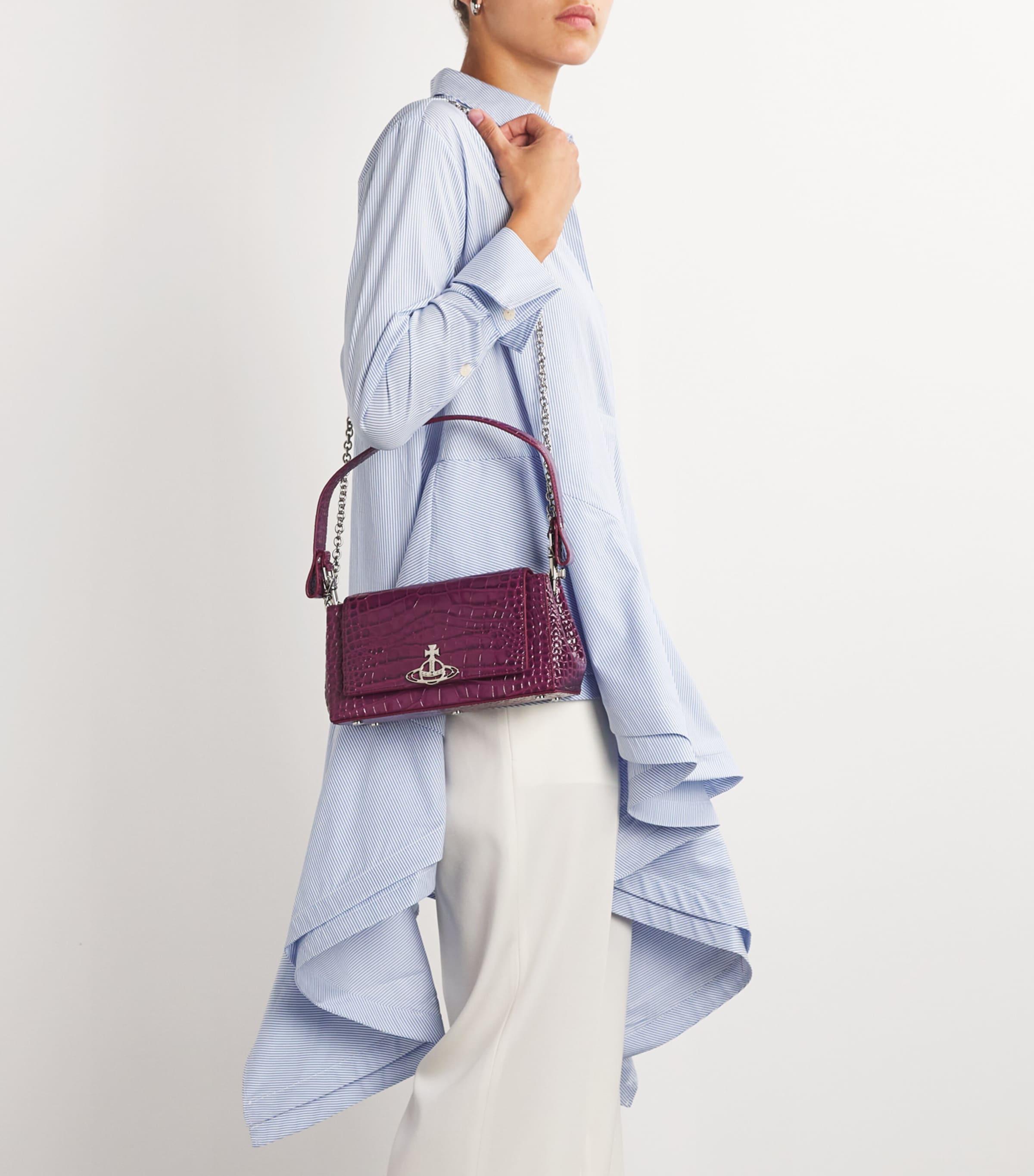 ★Vienne Westwood★ パープル スモール Hazel バッグ Vivienne Westwood Small Hazel Leather Shoulder Bag in Purple