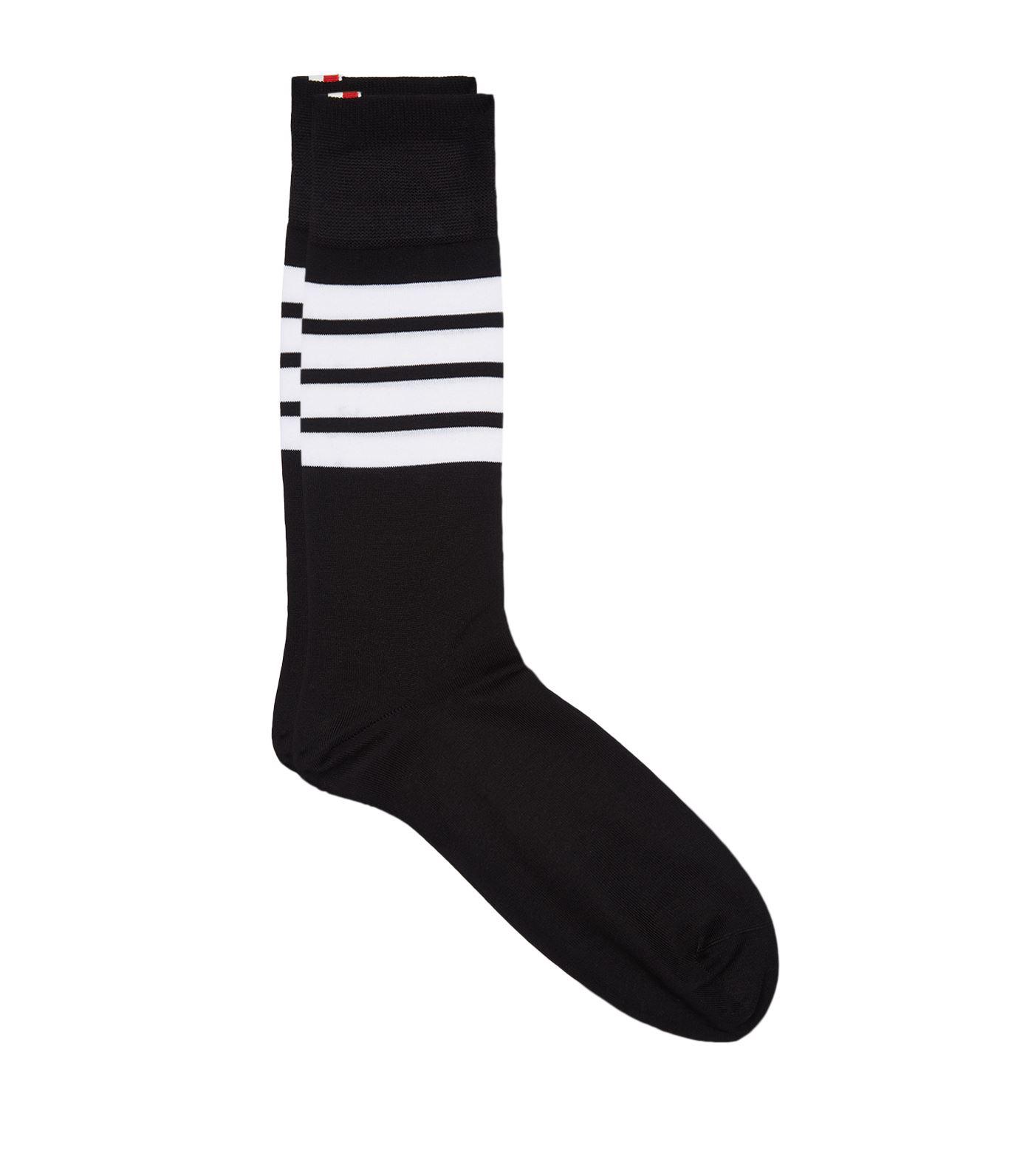 Thom Browne Cotton Striped Socks in Black for Men - Lyst