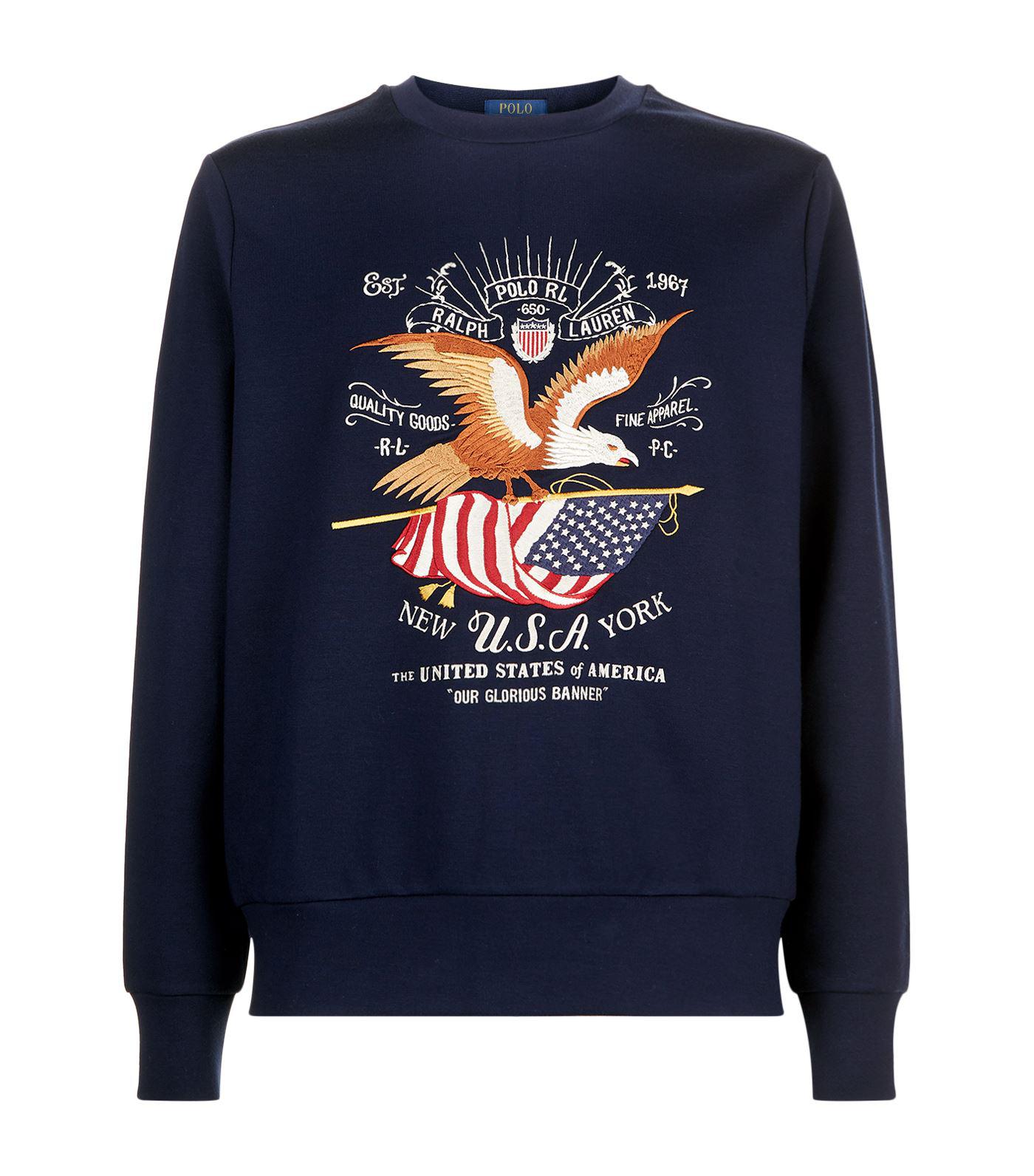 Polo Ralph Lauren Embroidered Eagle Sweatshirt in Navy (Blue) for Men - Lyst