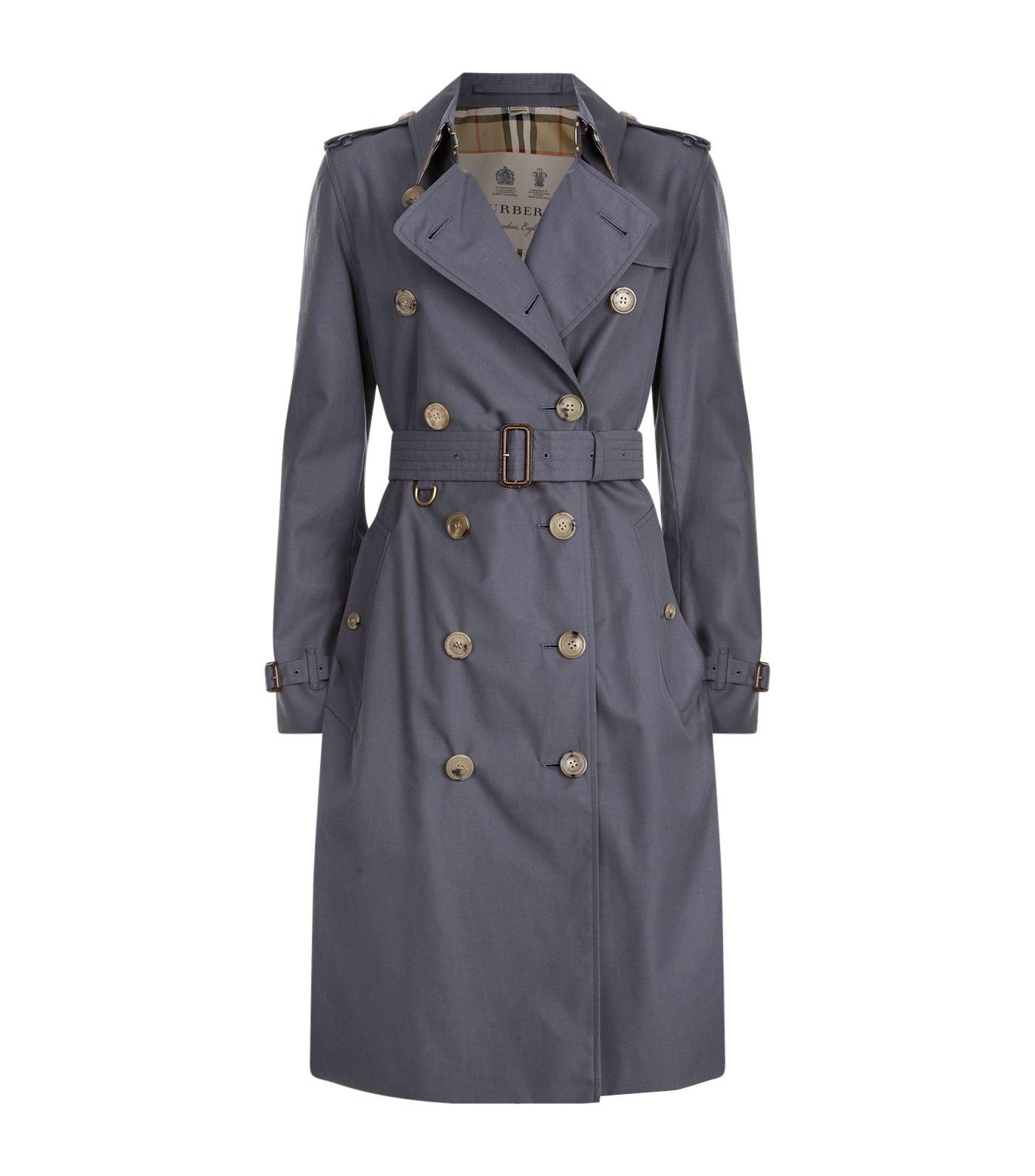 Burberry Cotton Kensington Long Heritage Trench Coat in Gray - Save 18% ...