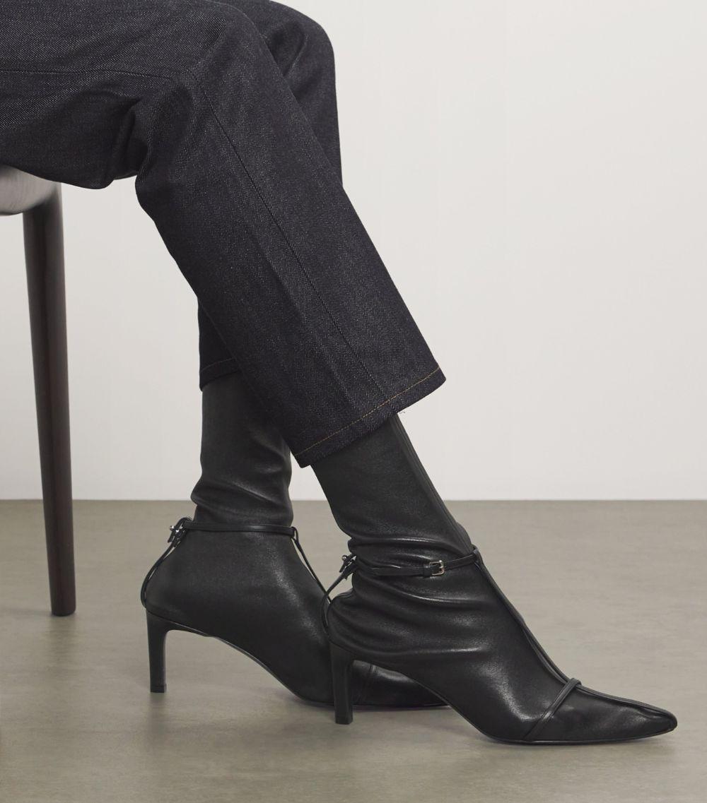 Jil Sander Leather Sock Heeled Boots 65 in Black Lyst UK