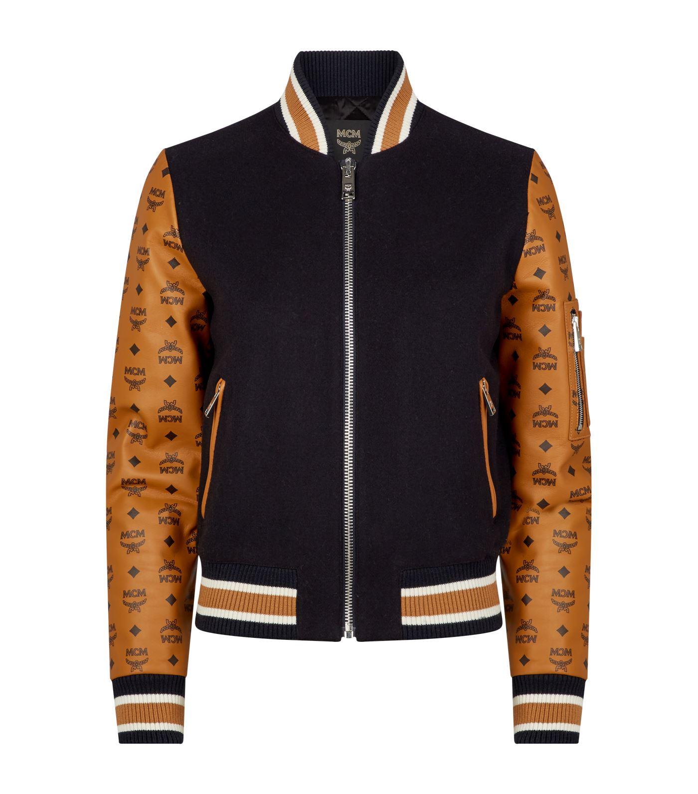 Mcm Monogram-Print Wool Biker Jacket